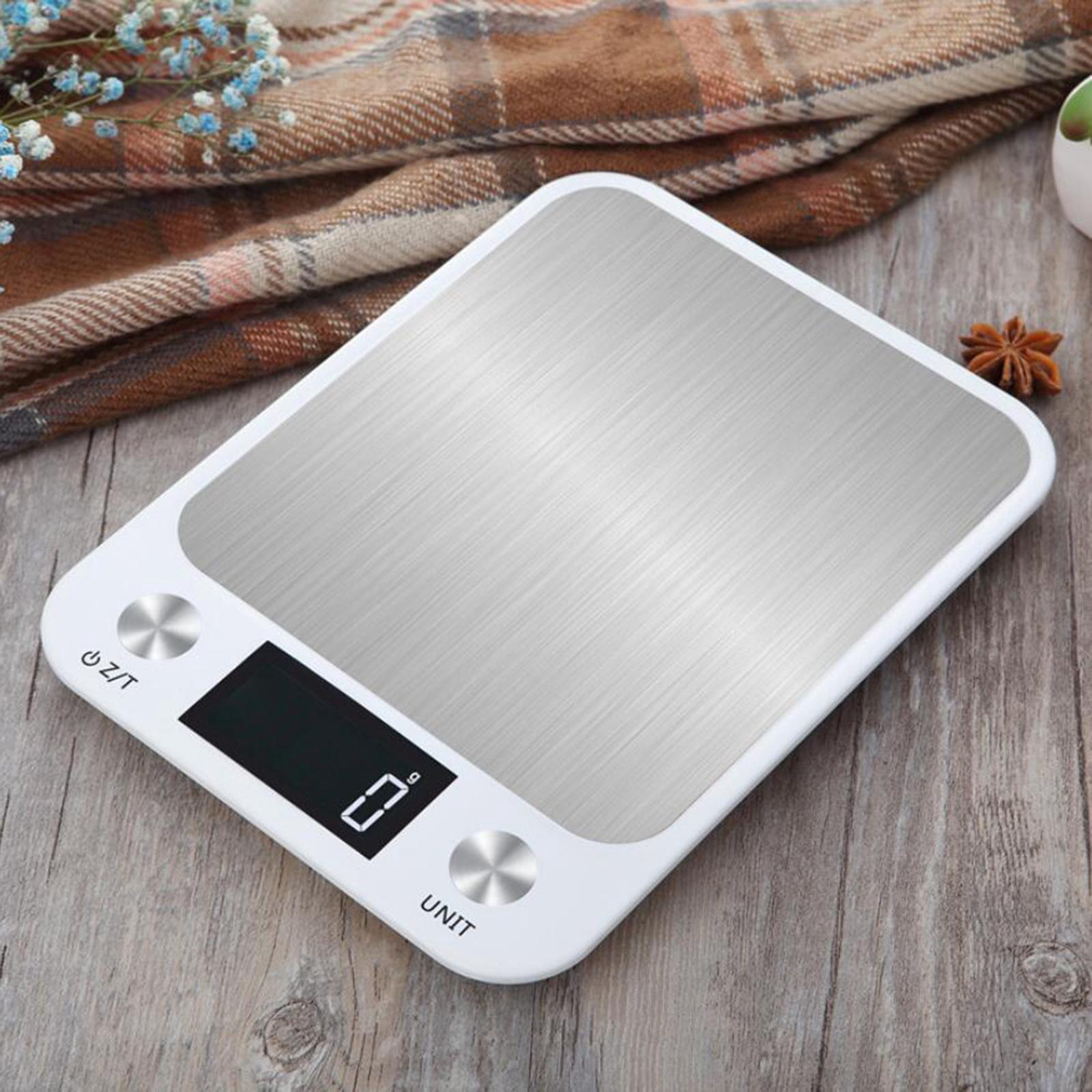 Electronic Digital LCD Weighing Scales Food Kitchen Scale USB White 5kg
