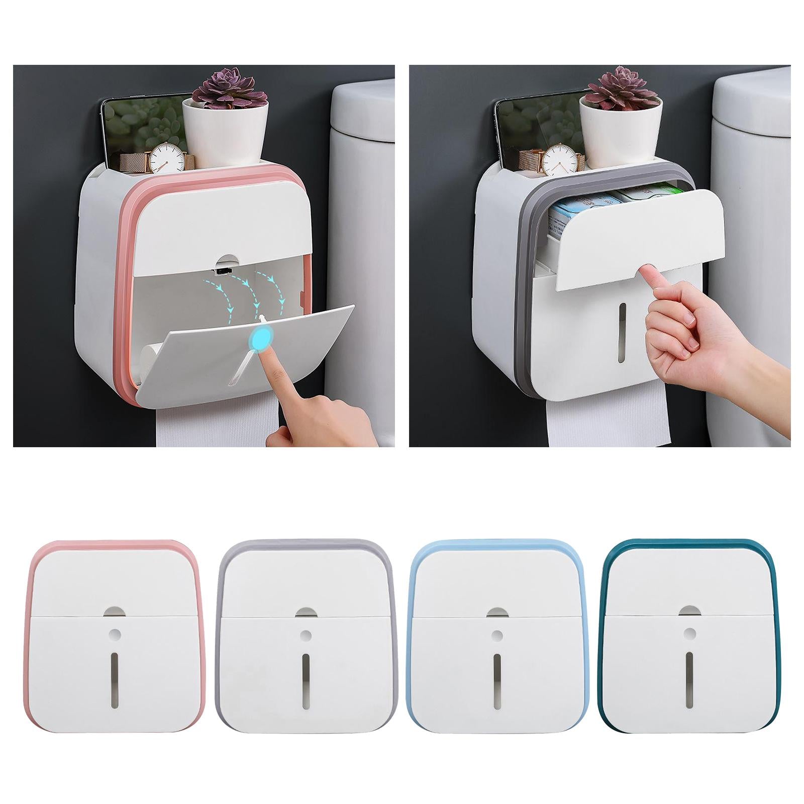 Toilet Paper Holder Bathroom Storage Box Waterproof Tissue Box with Drawer Pink