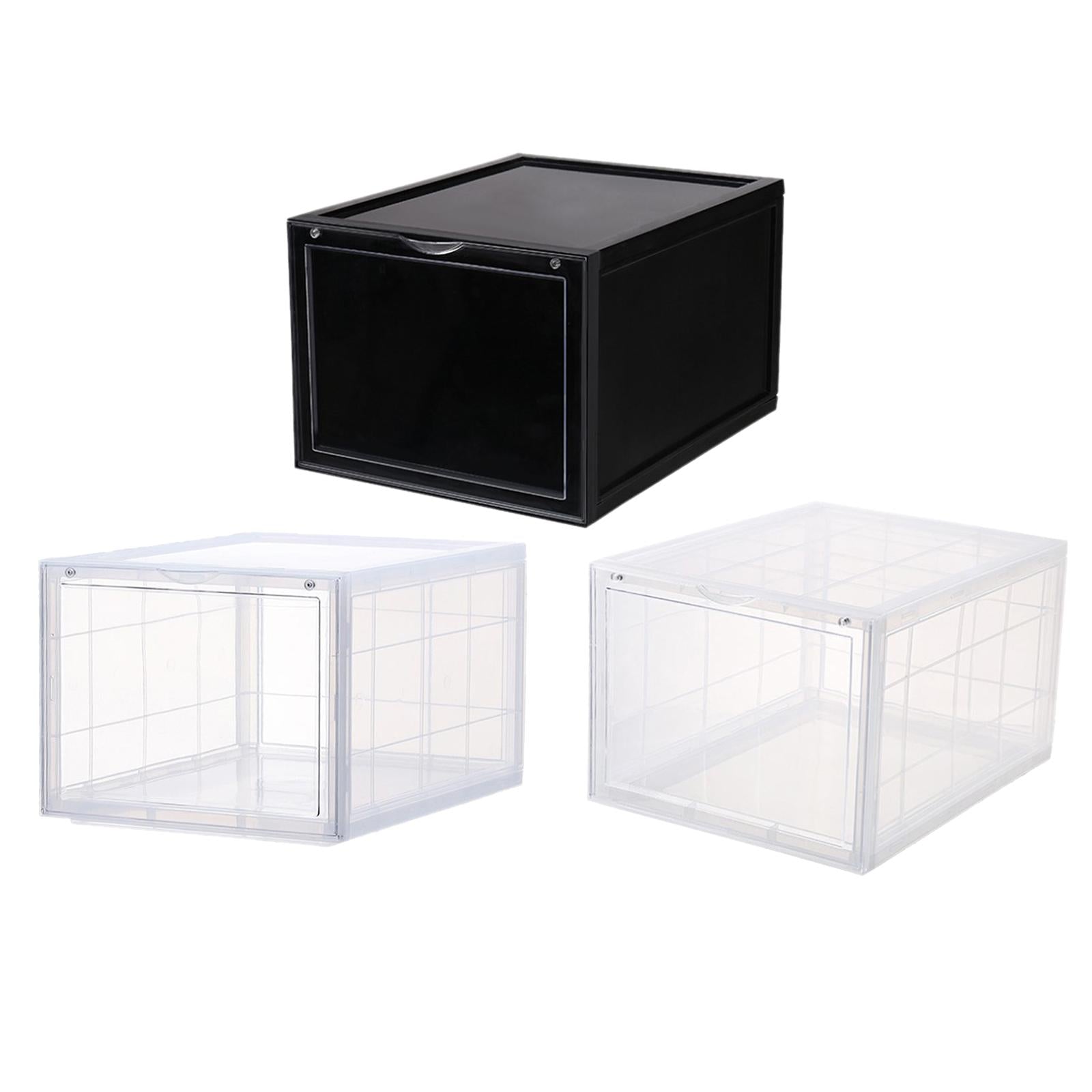 Strong Plastic Stackable Storage Box Boxes Containers Home Organizer Black