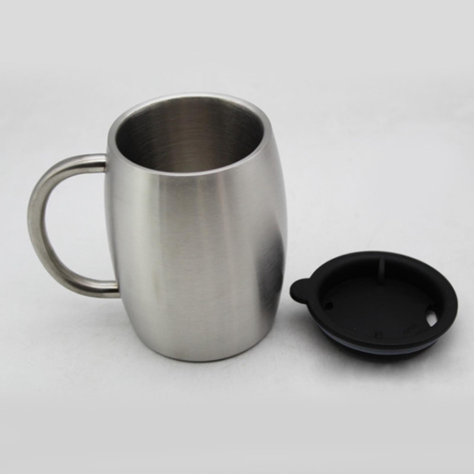 Stainless Metal Coffee Mug Double Wall Insulated Cup Tough Shatterproof