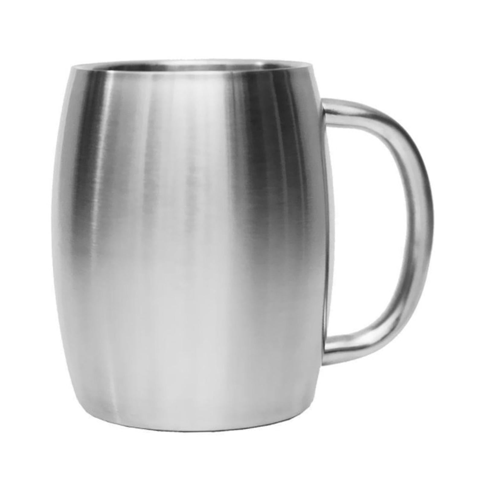 Stainless Metal Coffee Mug Double Wall Insulated Cup Tough Shatterproof