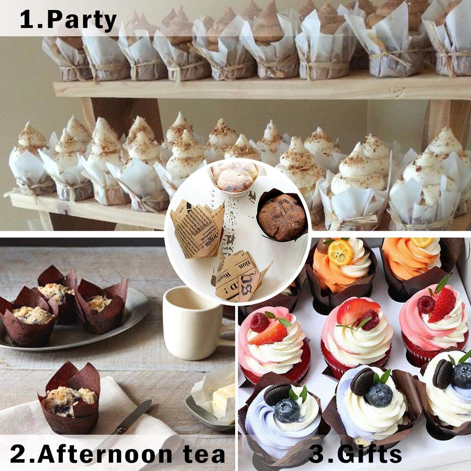 50x Cupcake Bake Muffin Liner Wrappers Chocolate Cups Holders Dark Coffee