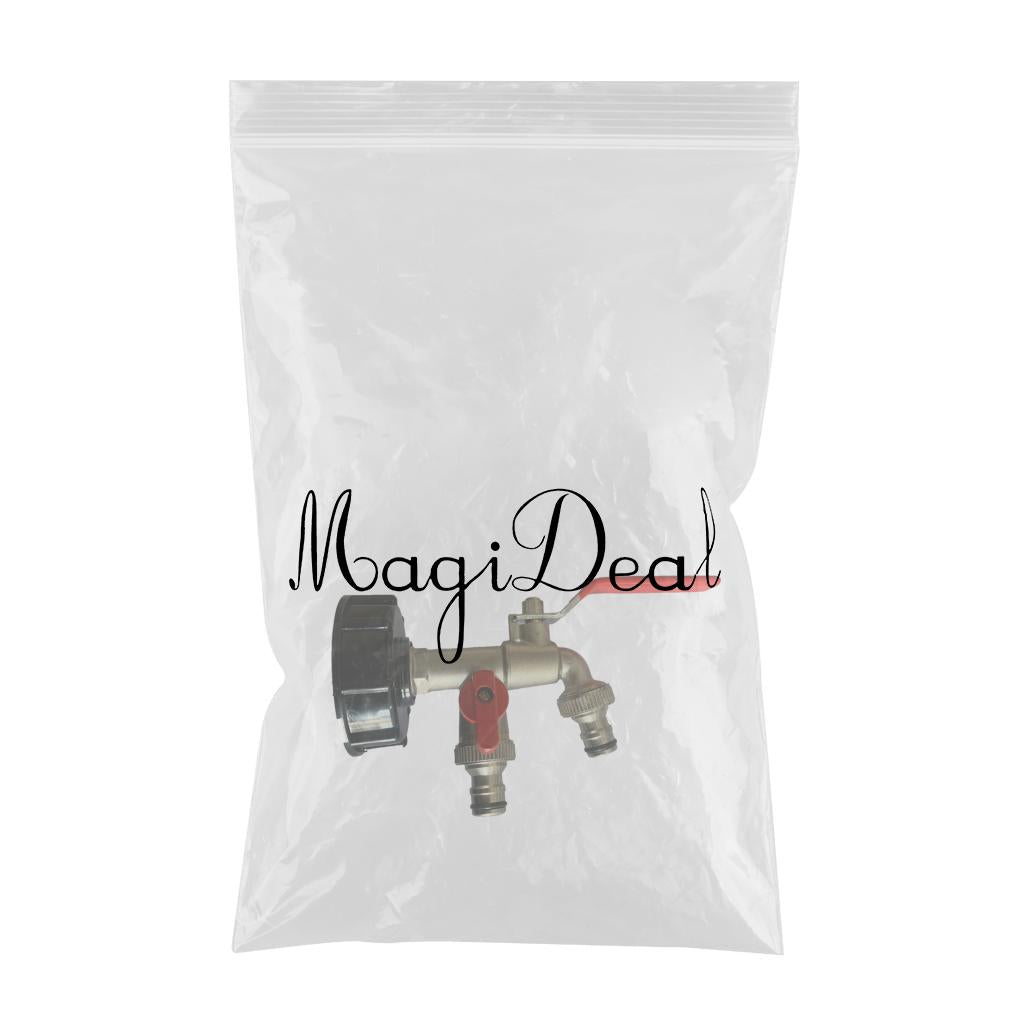 IBC Tank Adapter S60X6 Connector 1/2" Brass Valve Tap with Two Outlets