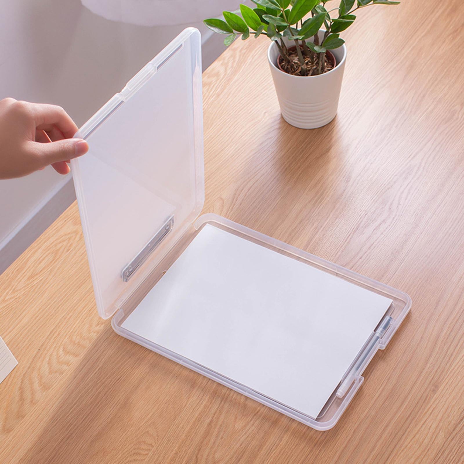 Plastic A4 File Box Document Folder Writing Pad Box Organizer Supply Clear