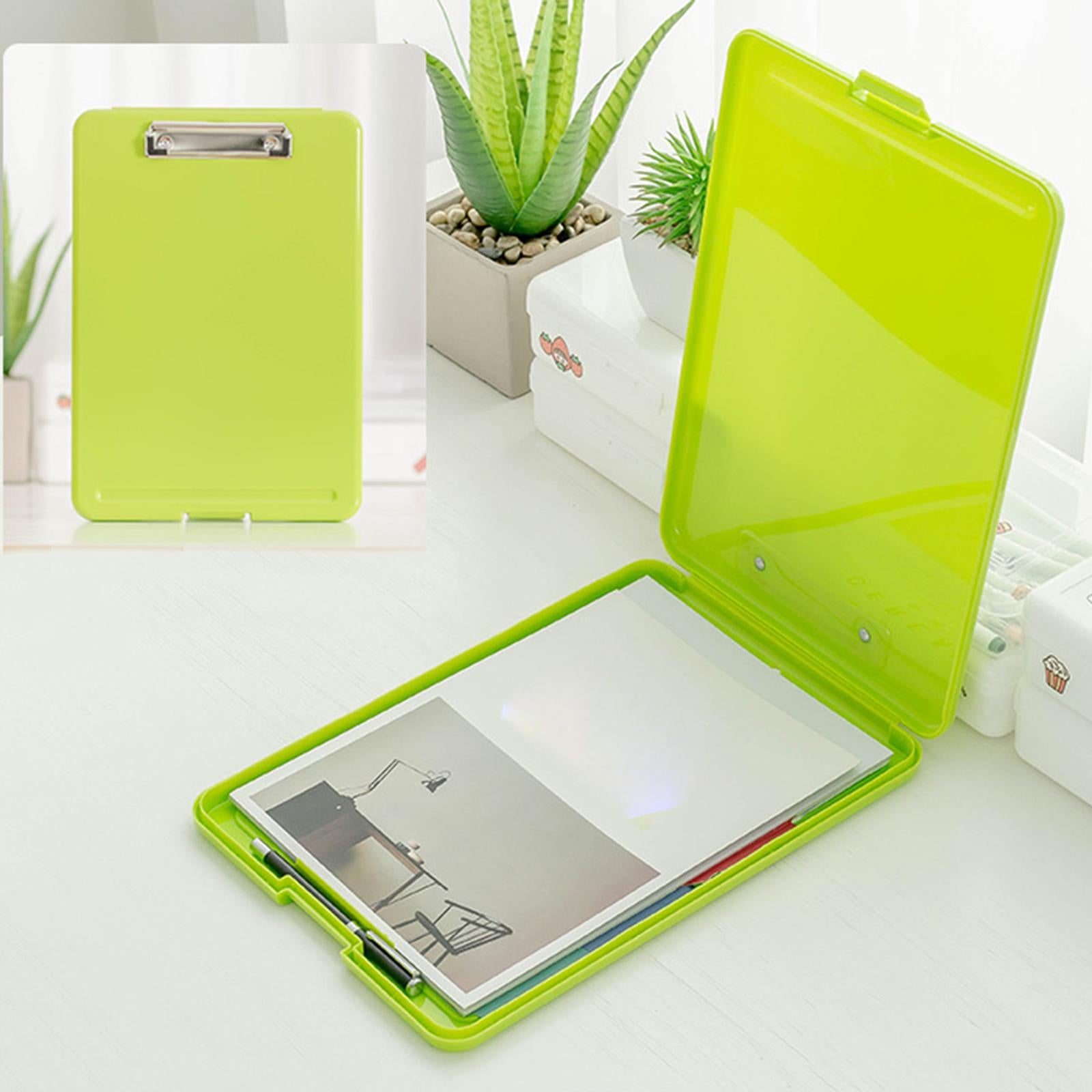 Plastic A4 File Box Document Folder Writing Pad Box Organizer Supply Green