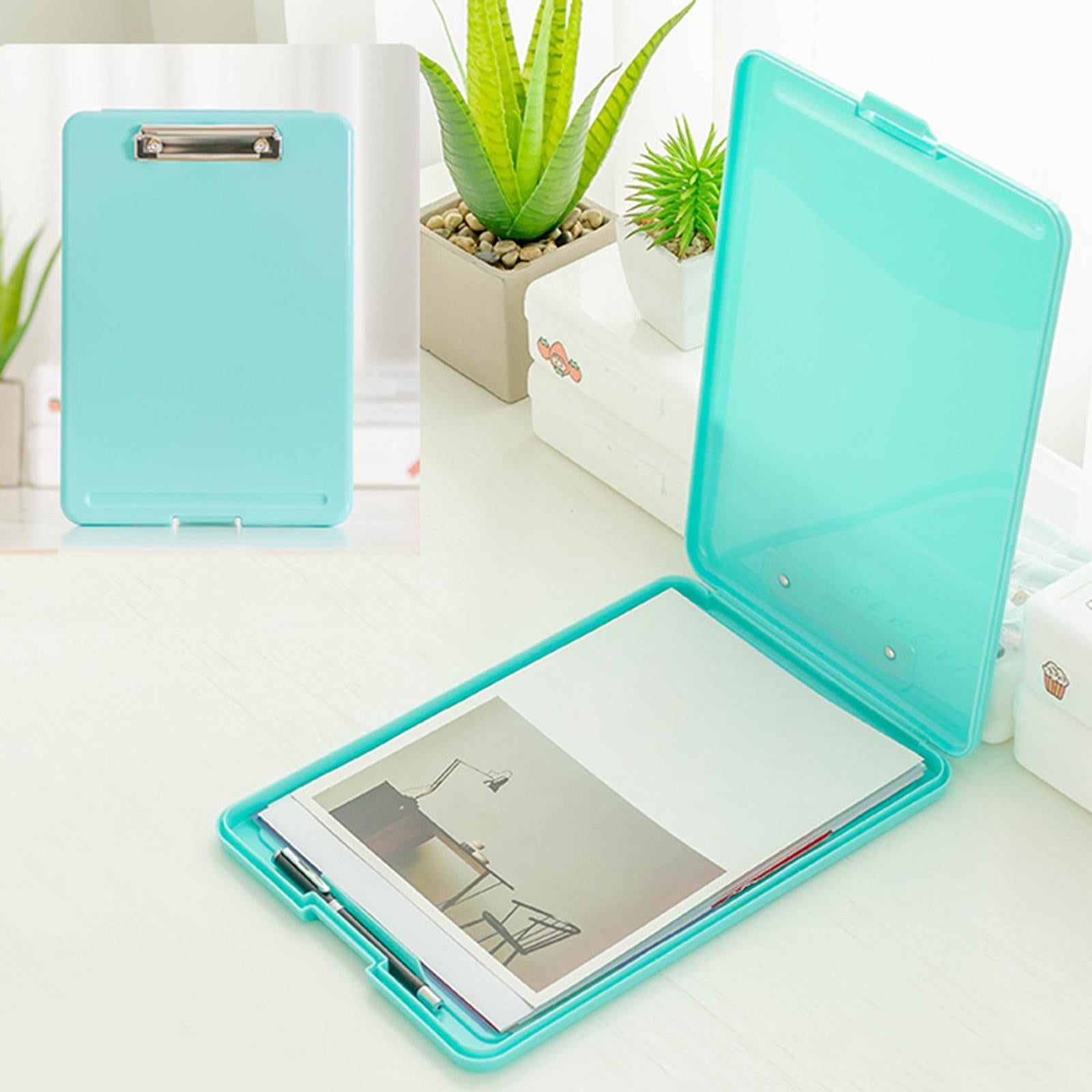 Plastic A4 File Box Document Folder Writing Pad Box Organizer Supply Blue A