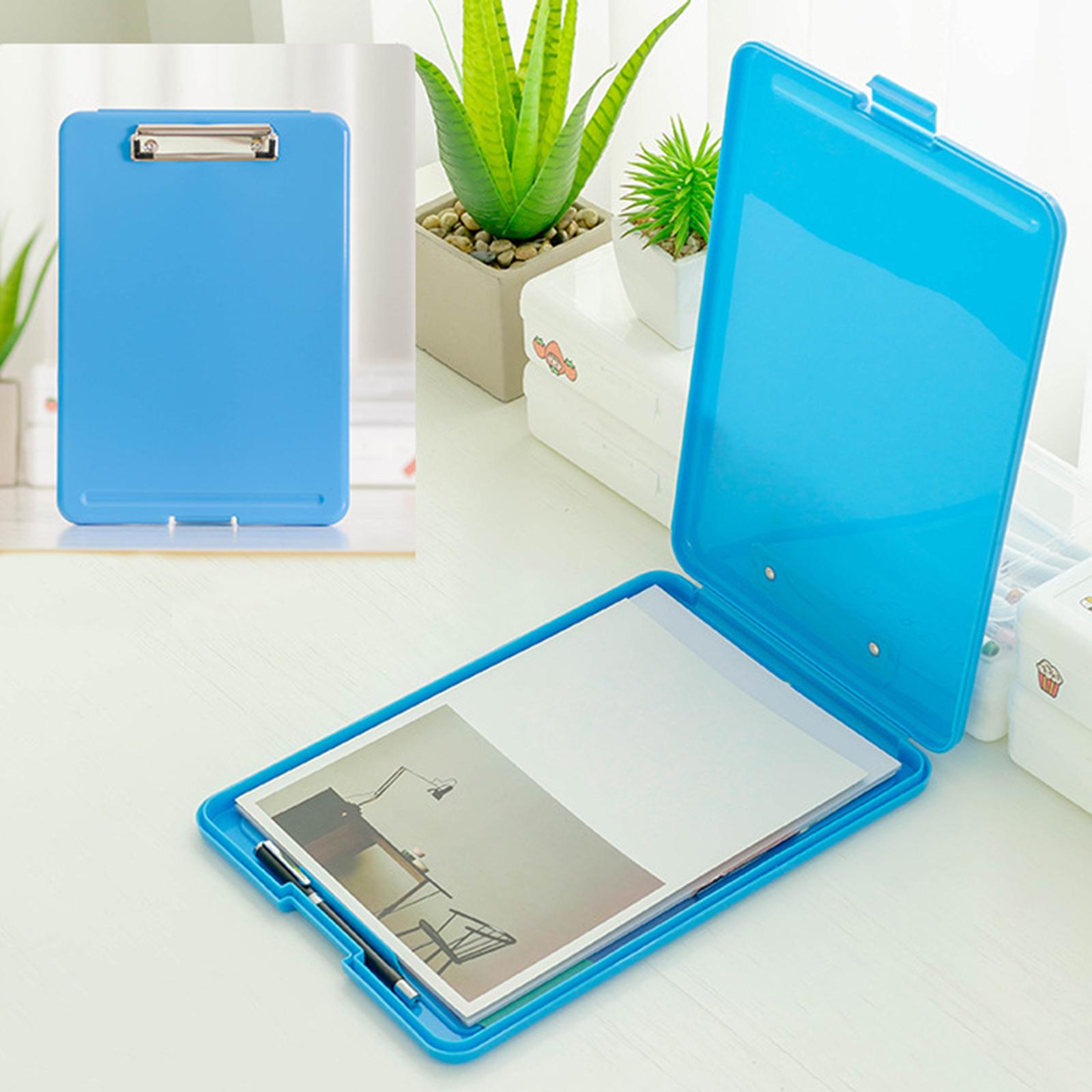 Plastic A4 File Box Document Folder Writing Pad Box Organizer Supply Blue B