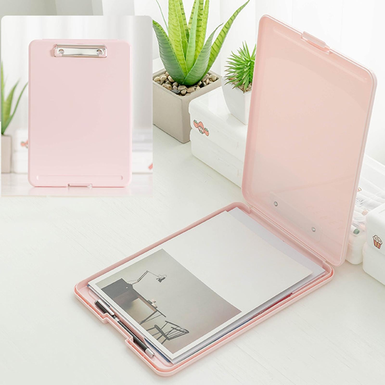 Plastic A4 File Box Document Folder Writing Pad Box Organizer Supply Pink