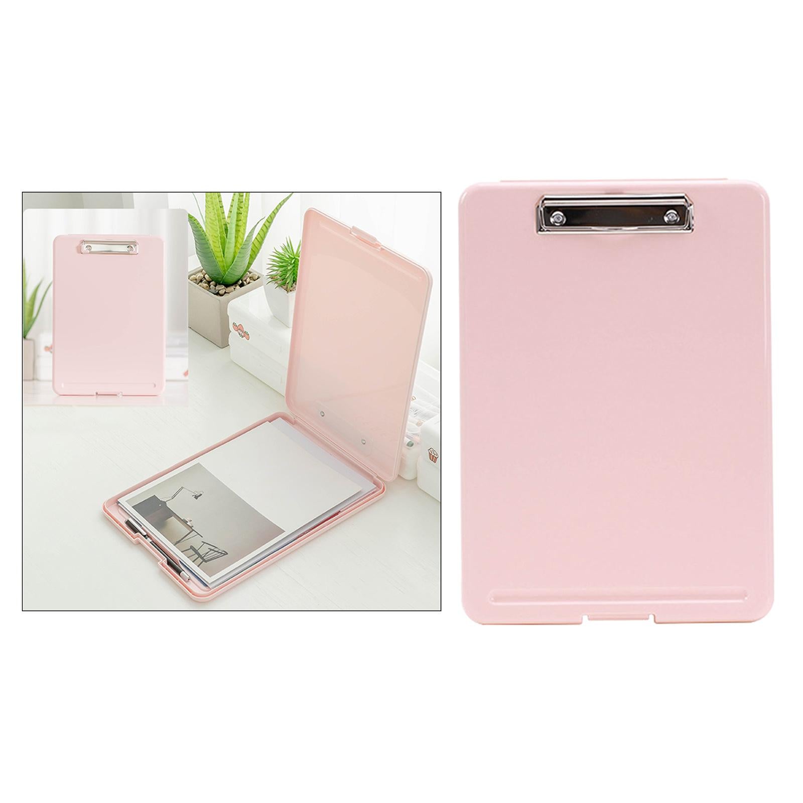 Plastic A4 File Box Document Folder Writing Pad Box Organizer Supply Pink