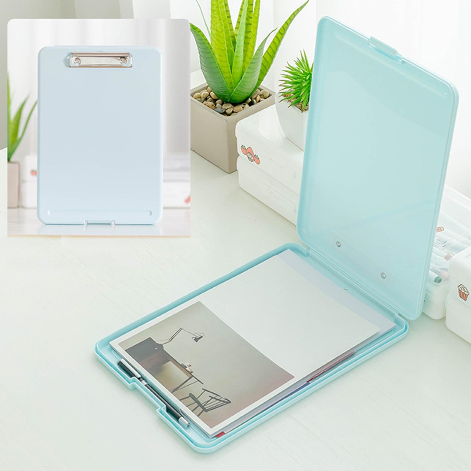 Plastic A4 File Box Document Folder Writing Pad Box Organizer Supply Blue C