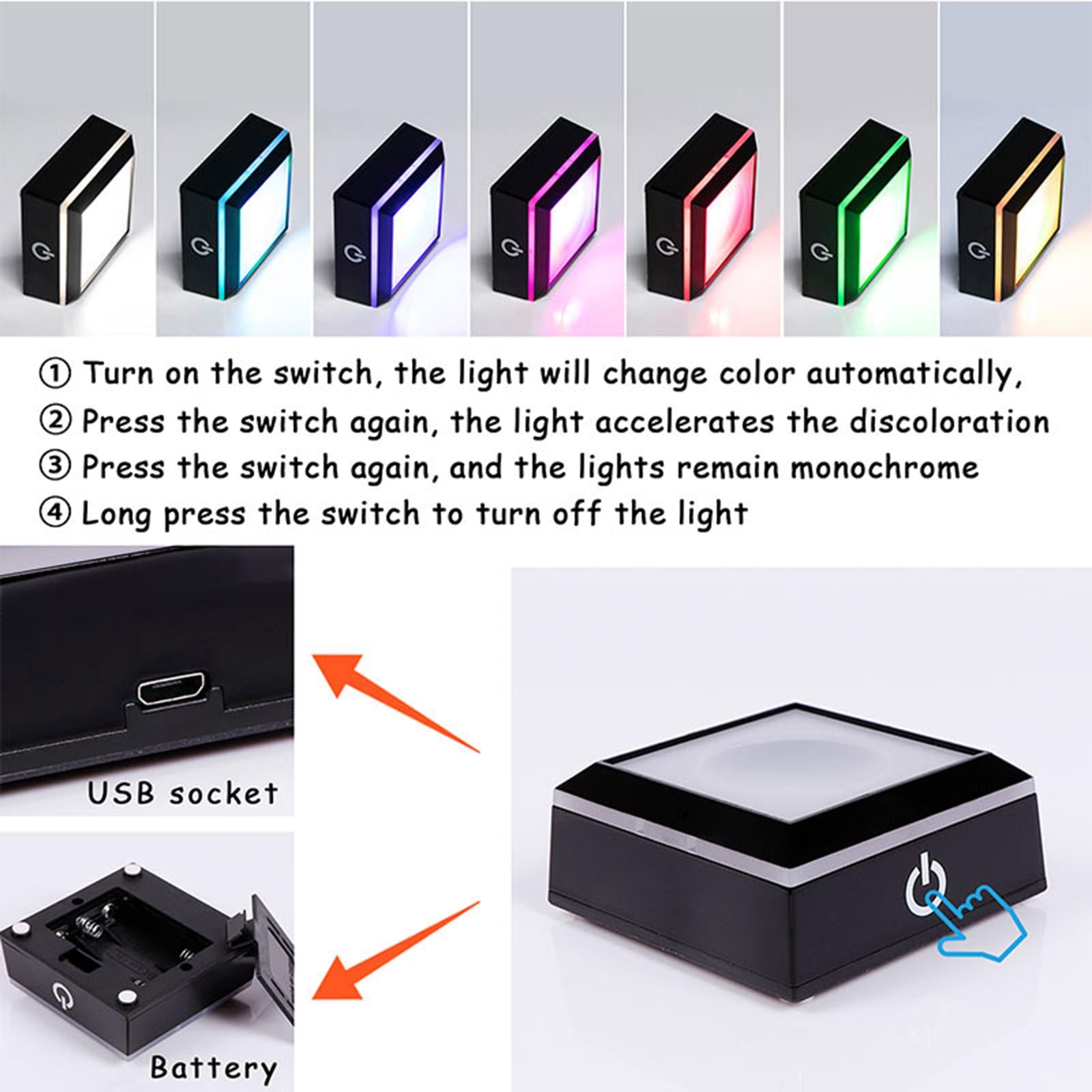 Light Change Base LED Light Base Show Stand Display Plate Home Decor Black