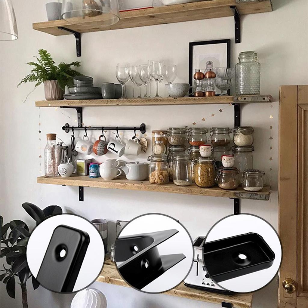 Heavy Duty Shelf Bracket Wall Hanging Shelve L Shaped Brackets Black 2Inch