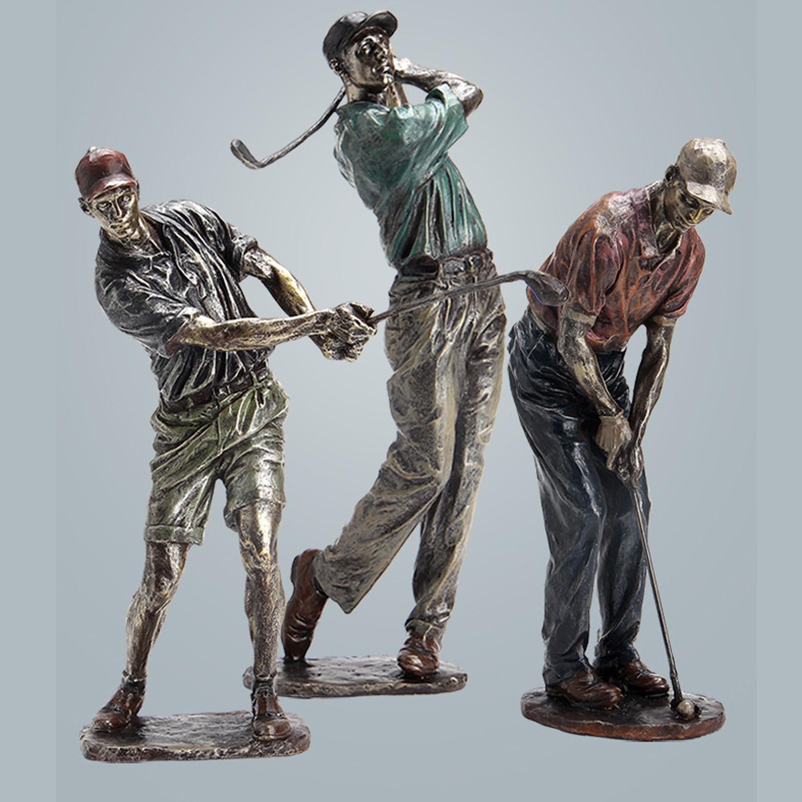 Resin Man Golfer Statue Arts Golf Figurines Office Bookcase Decoration Gift A