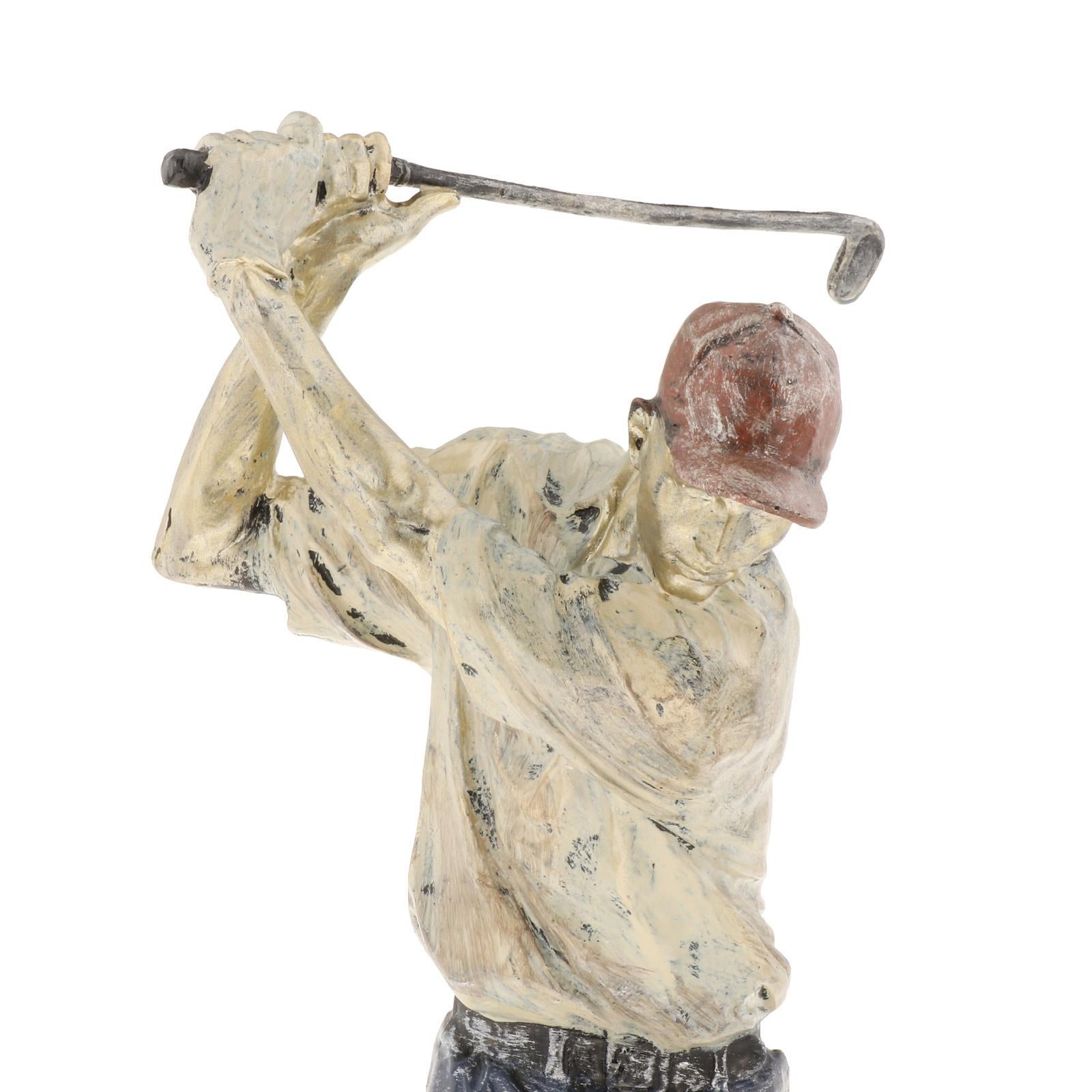 Resin Man Golfer Statue Arts Golf Figurines Office Bookcase Decoration Gift B