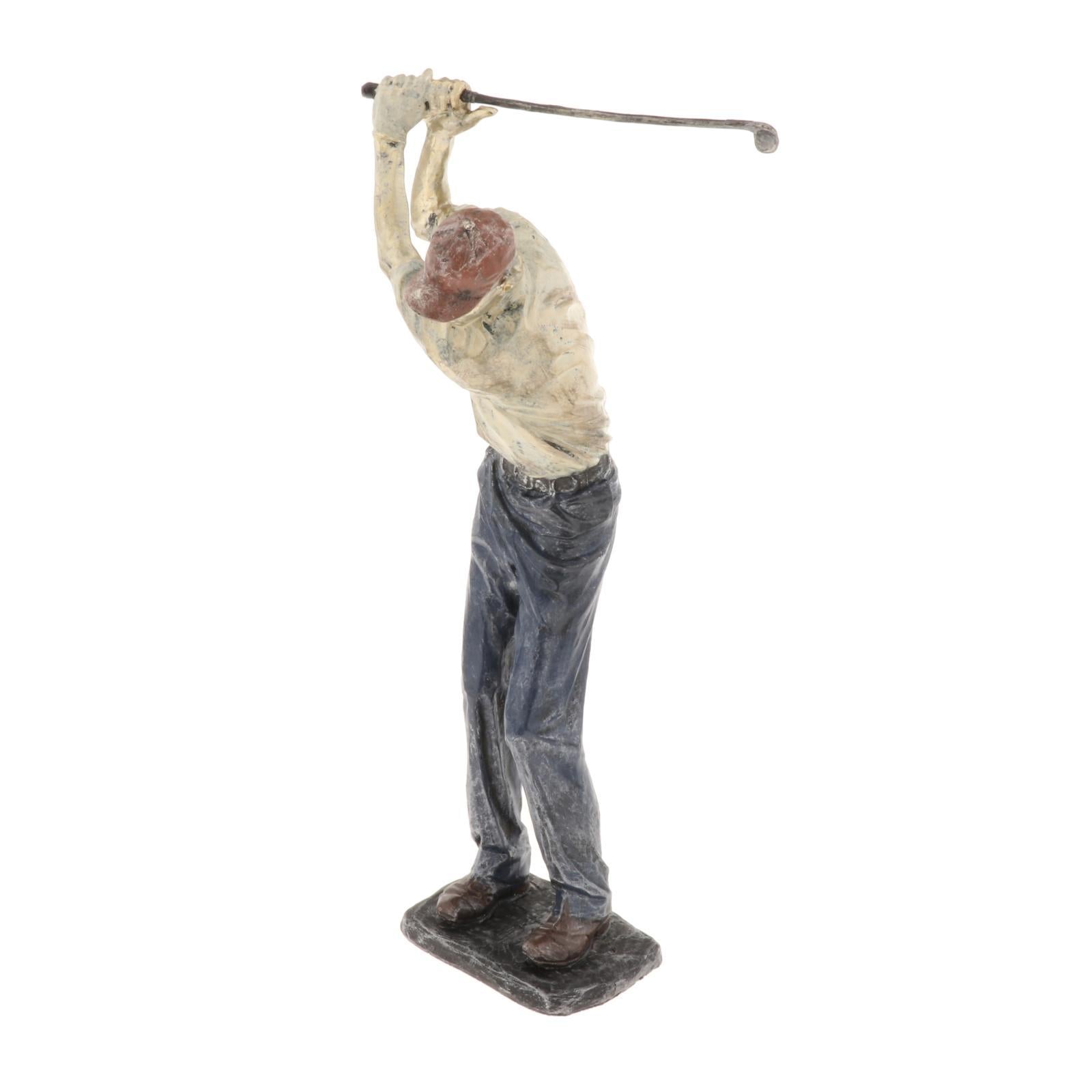 Resin Man Golfer Statue Arts Golf Figurines Office Bookcase Decoration Gift B