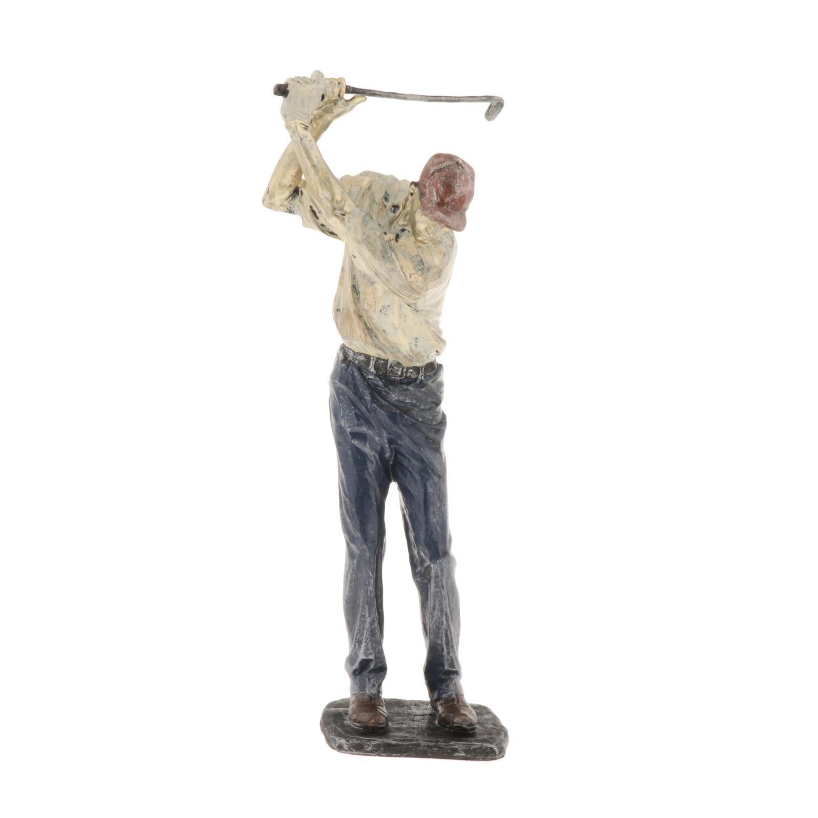 Resin Man Golfer Statue Arts Golf Figurines Office Bookcase Decoration Gift B