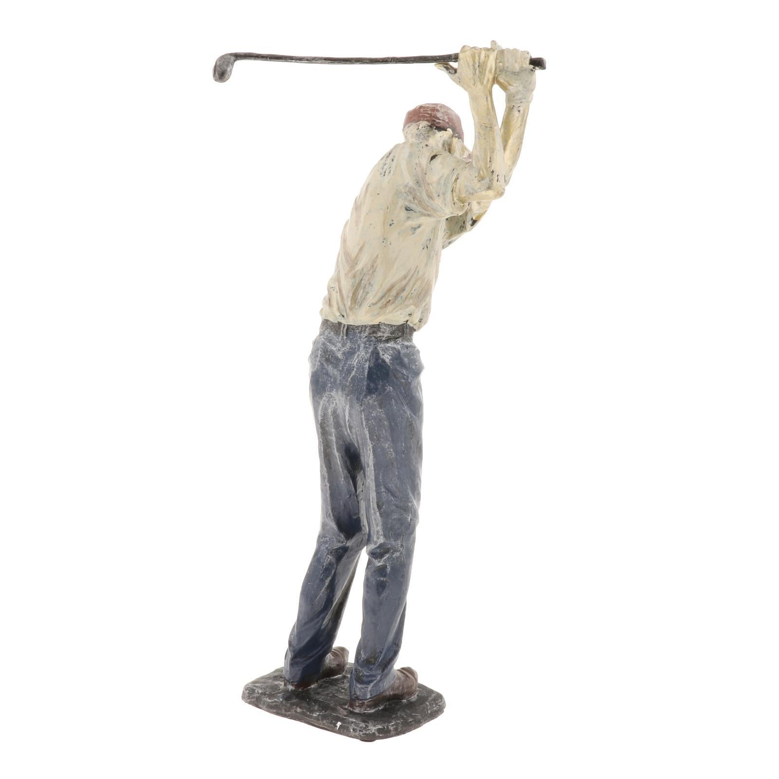 Resin Man Golfer Statue Arts Golf Figurines Office Bookcase Decoration Gift B