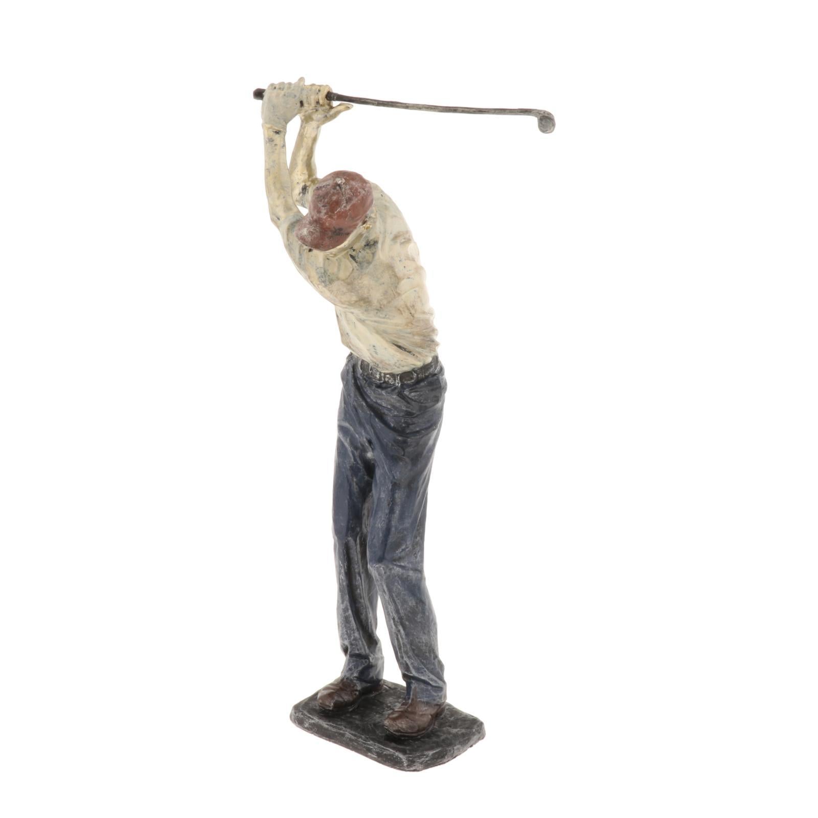 Resin Man Golfer Statue Arts Golf Figurines Office Bookcase Decoration Gift B