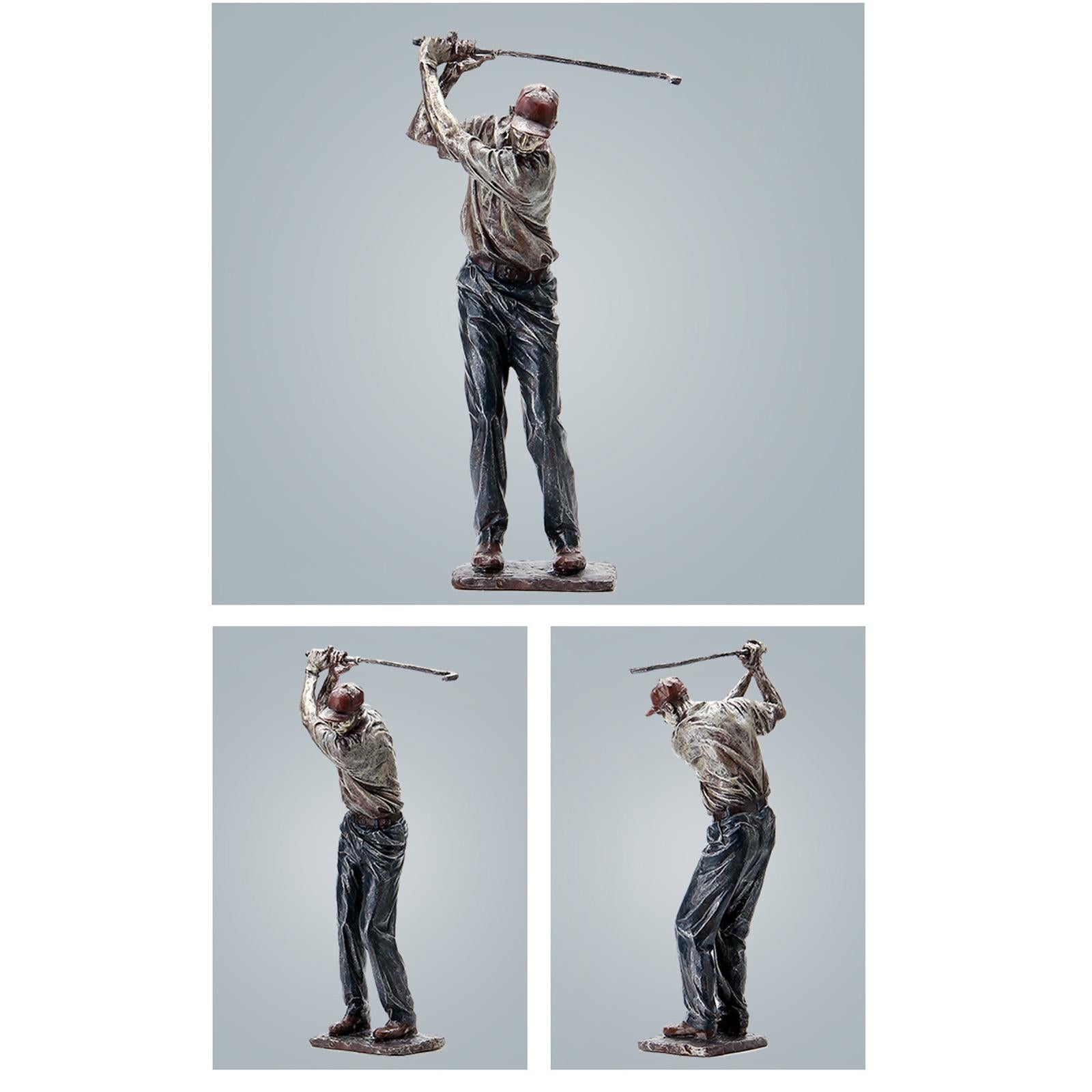 Resin Man Golfer Statue Arts Golf Figurines Office Bookcase Decoration Gift B