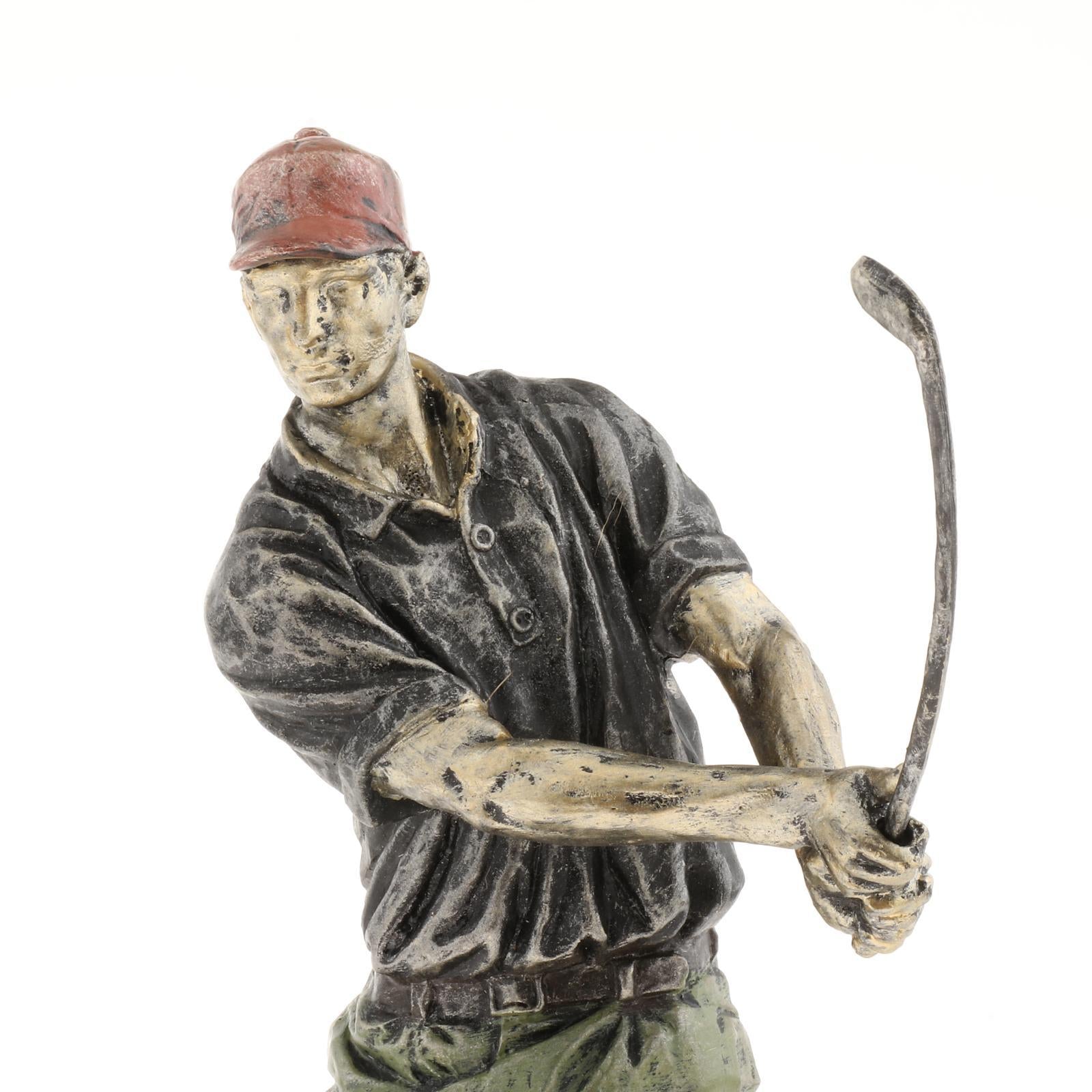 Resin Man Golfer Statue Arts Golf Figurines Office Bookcase Decoration Gift C