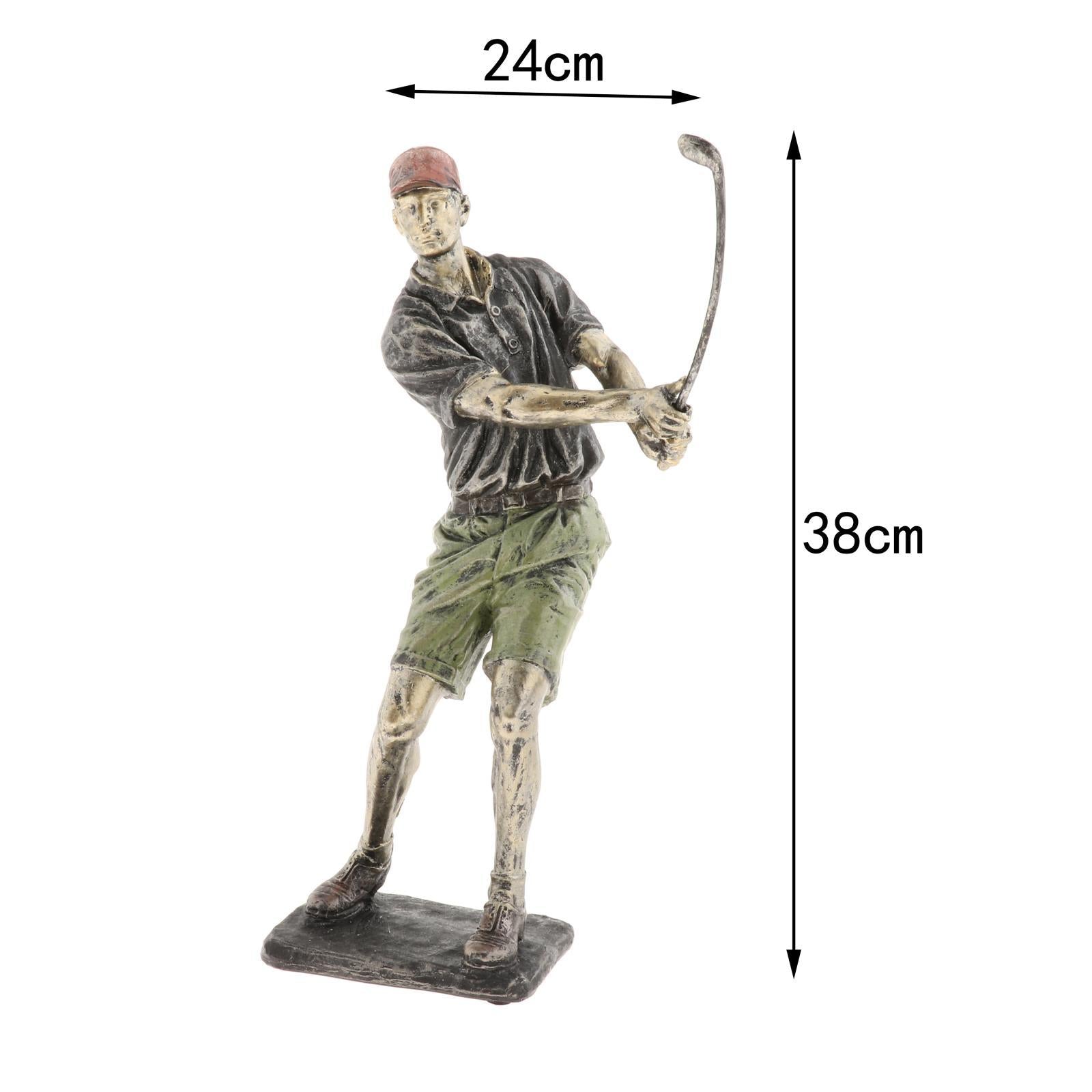 Resin Man Golfer Statue Arts Golf Figurines Office Bookcase Decoration Gift C