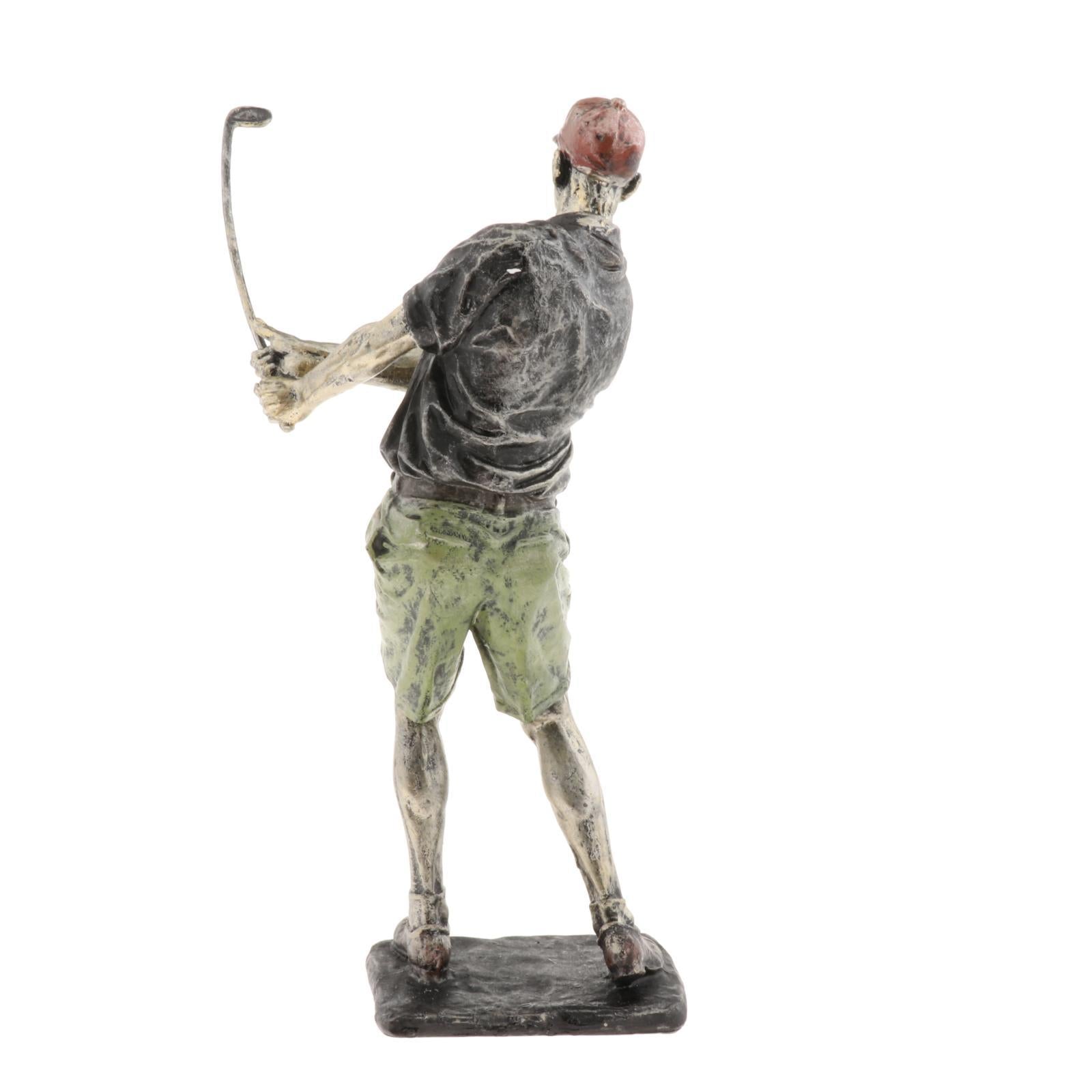 Resin Man Golfer Statue Arts Golf Figurines Office Bookcase Decoration Gift C