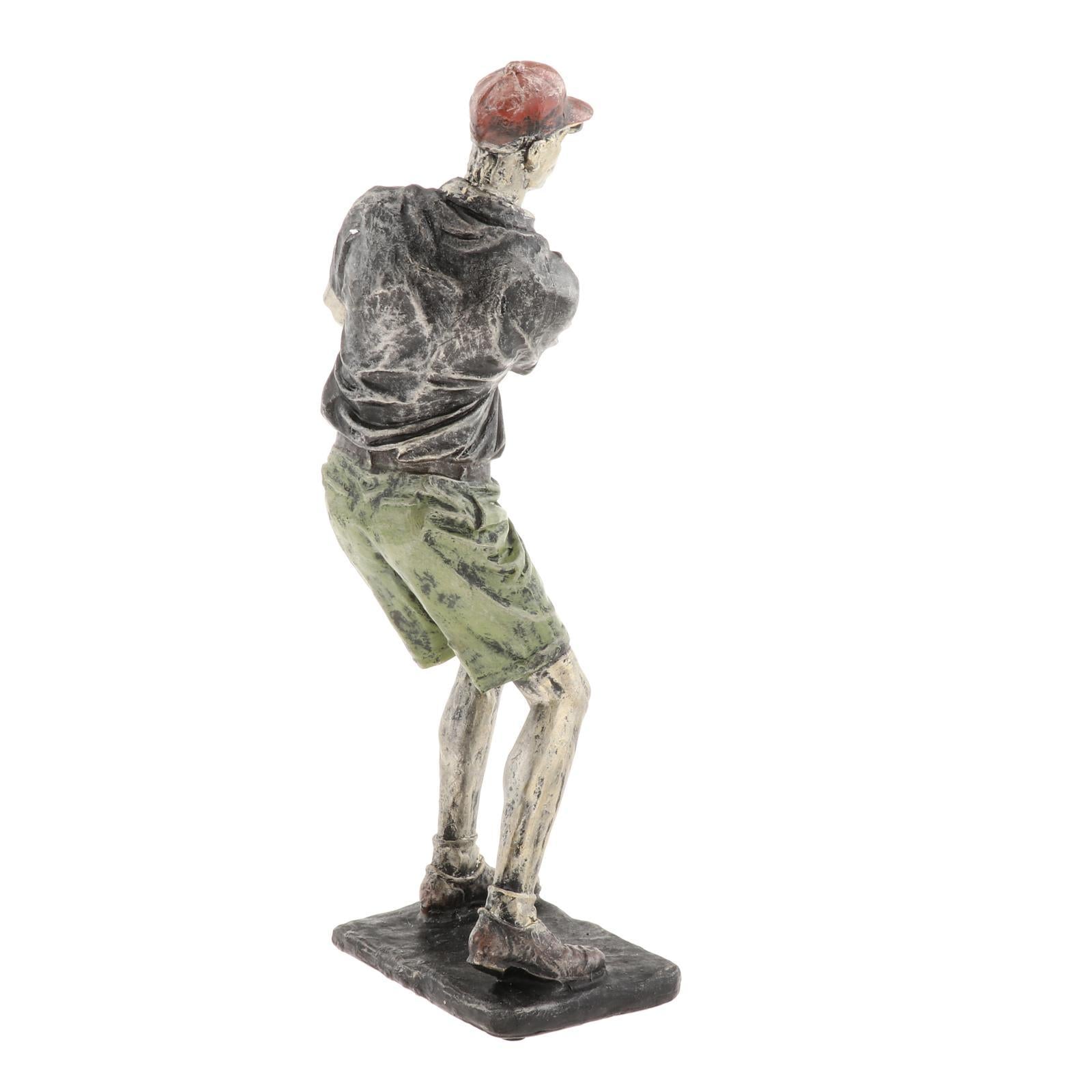 Resin Man Golfer Statue Arts Golf Figurines Office Bookcase Decoration Gift C