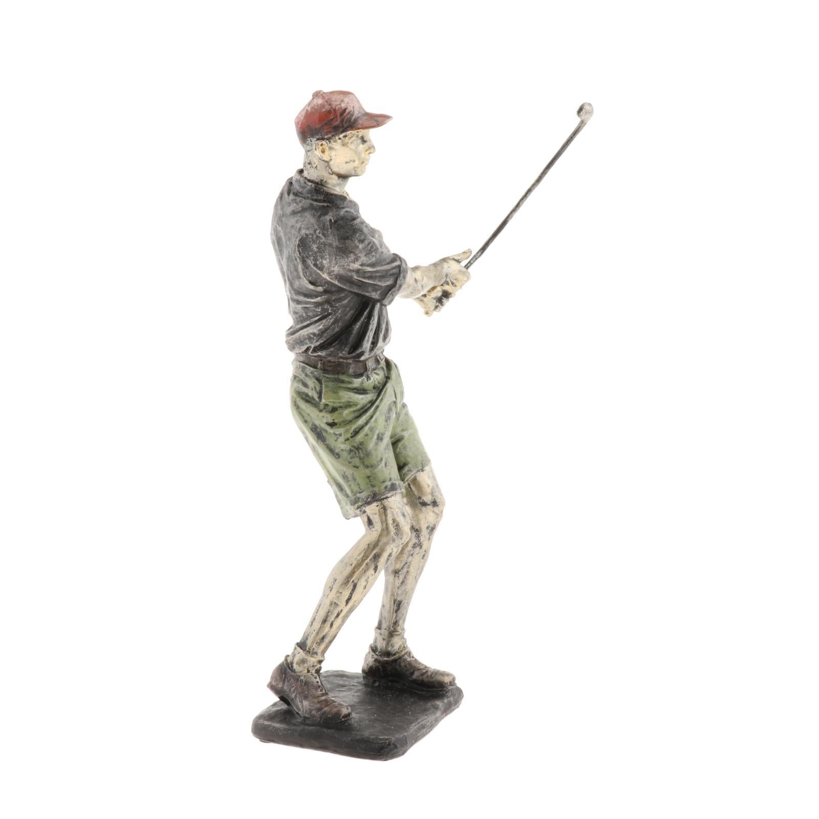 Resin Man Golfer Statue Arts Golf Figurines Office Bookcase Decoration Gift C