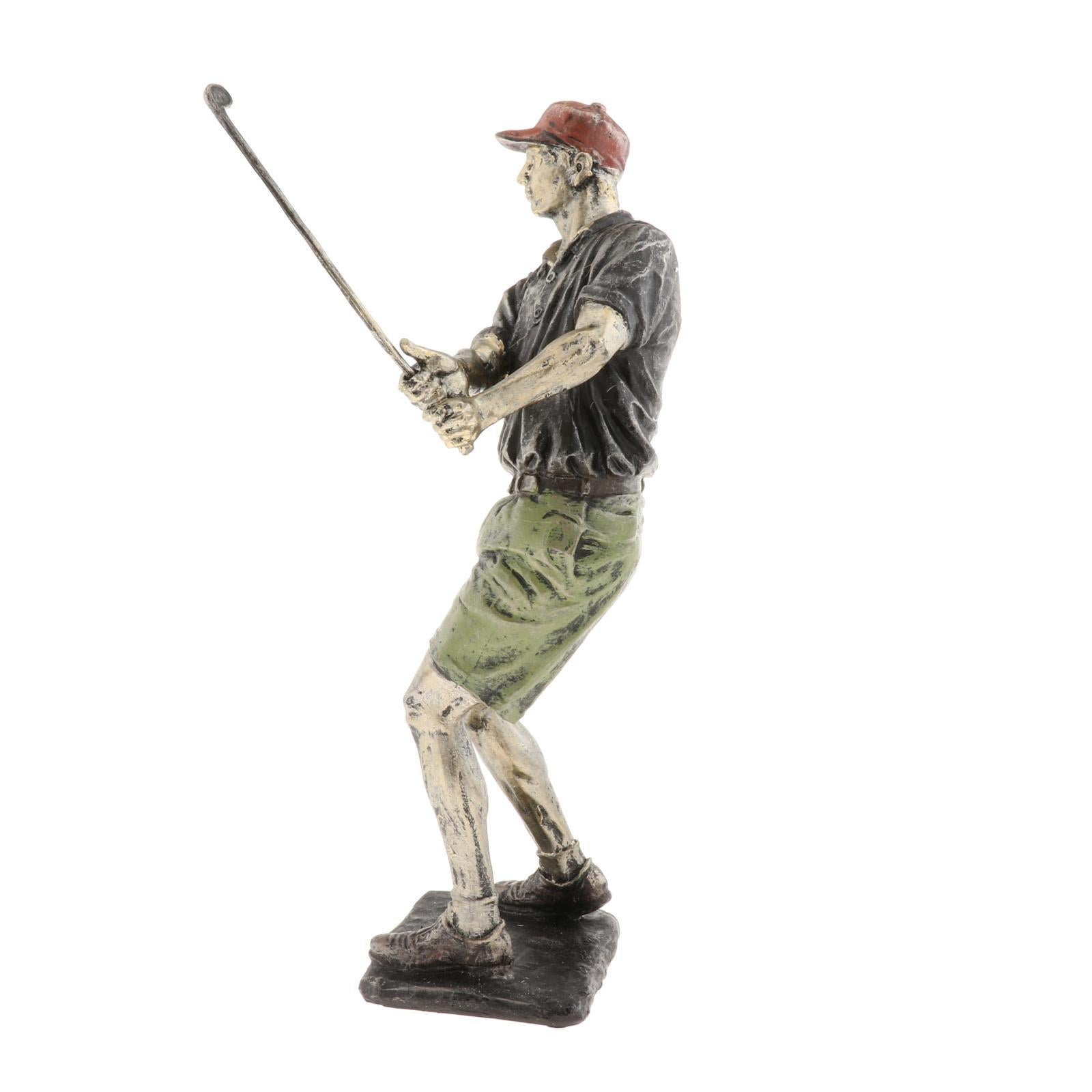 Resin Man Golfer Statue Arts Golf Figurines Office Bookcase Decoration Gift C