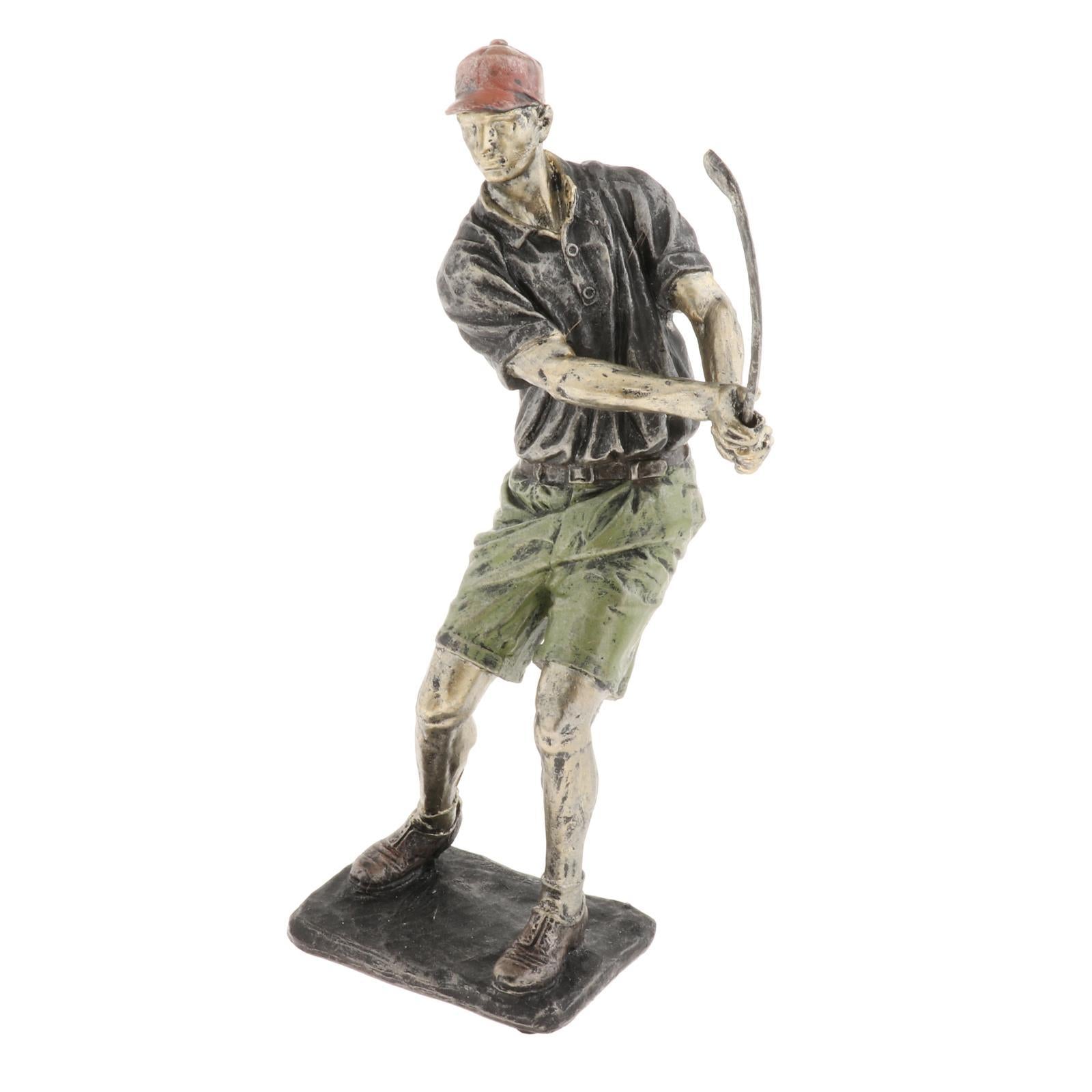 Resin Man Golfer Statue Arts Golf Figurines Office Bookcase Decoration Gift C