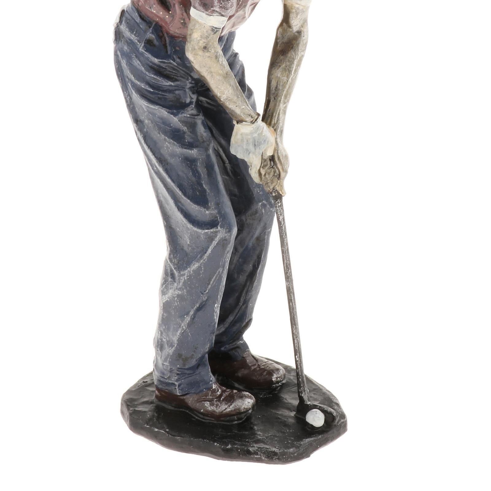 Resin Man Golfer Statue Arts Golf Figurines Office Bookcase Decoration Gift D