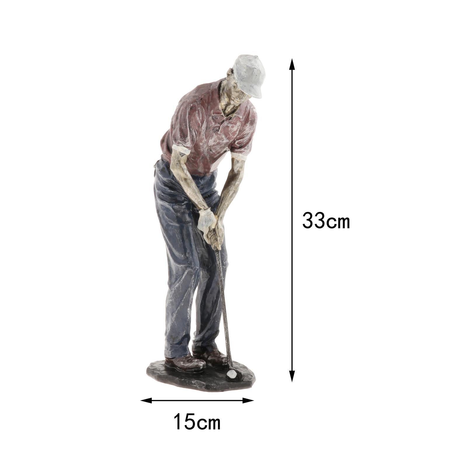 Resin Man Golfer Statue Arts Golf Figurines Office Bookcase Decoration Gift D