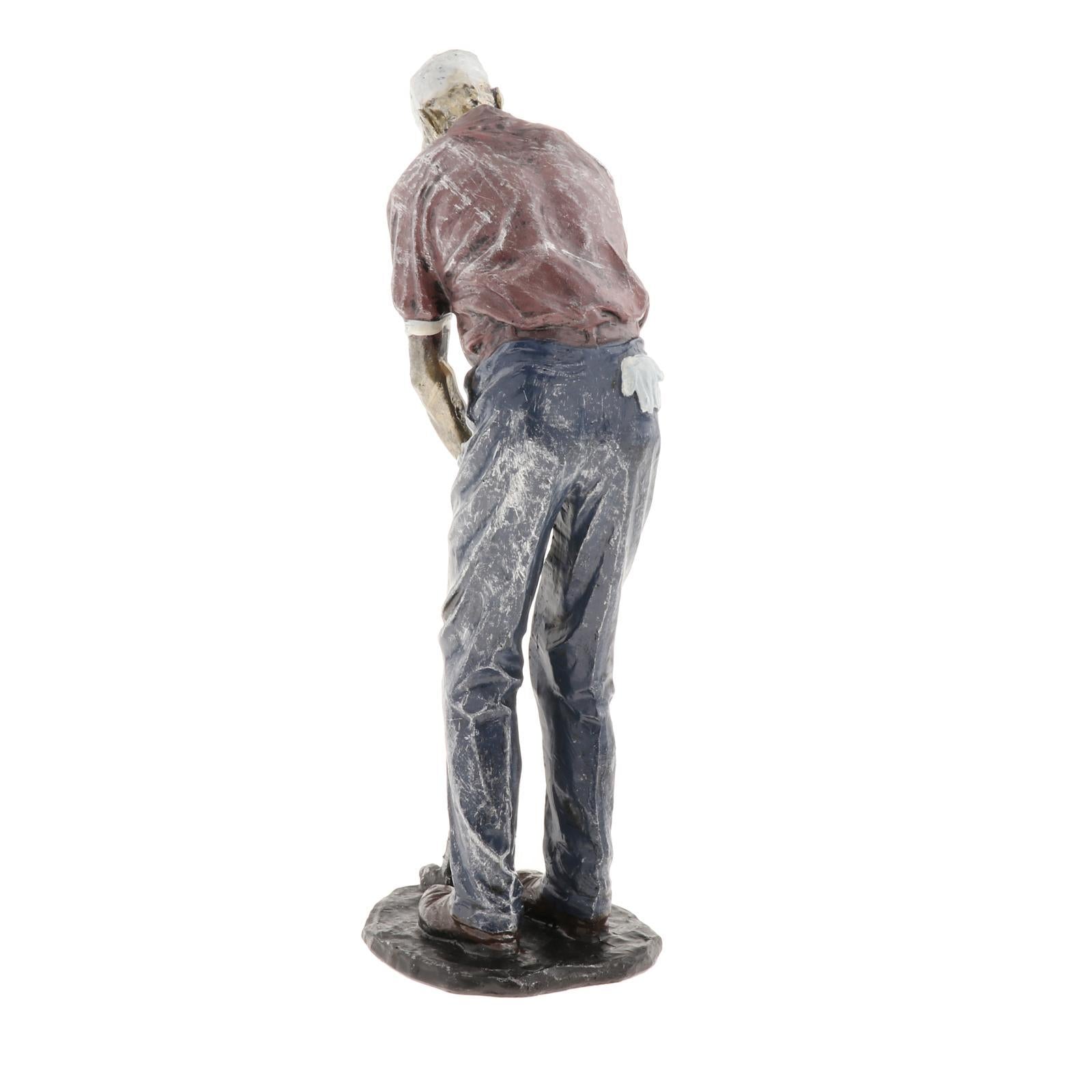 Resin Man Golfer Statue Arts Golf Figurines Office Bookcase Decoration Gift D