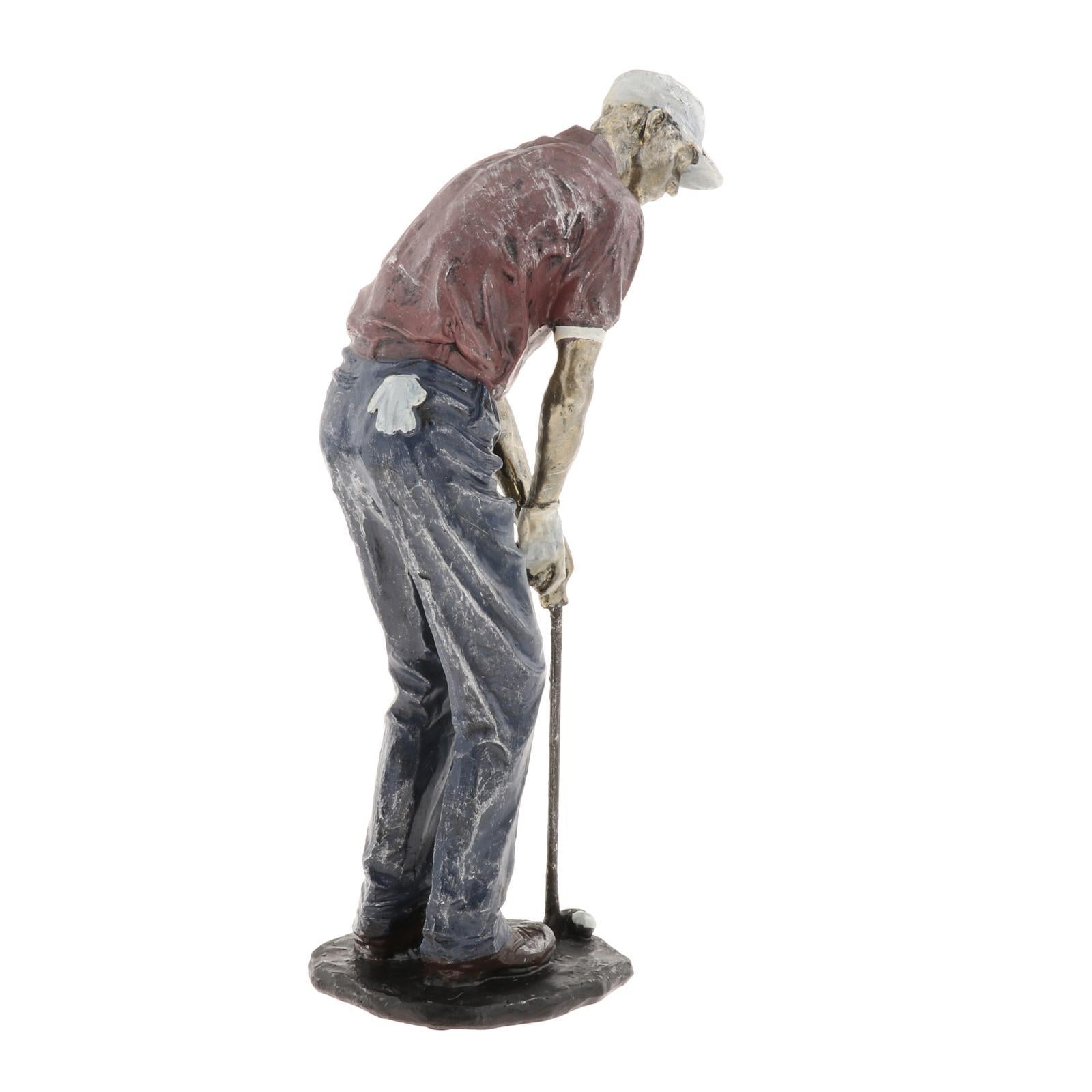 Resin Man Golfer Statue Arts Golf Figurines Office Bookcase Decoration Gift D