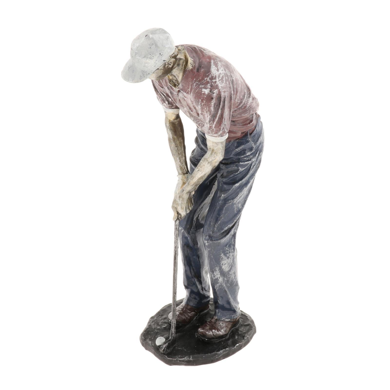 Resin Man Golfer Statue Arts Golf Figurines Office Bookcase Decoration Gift D