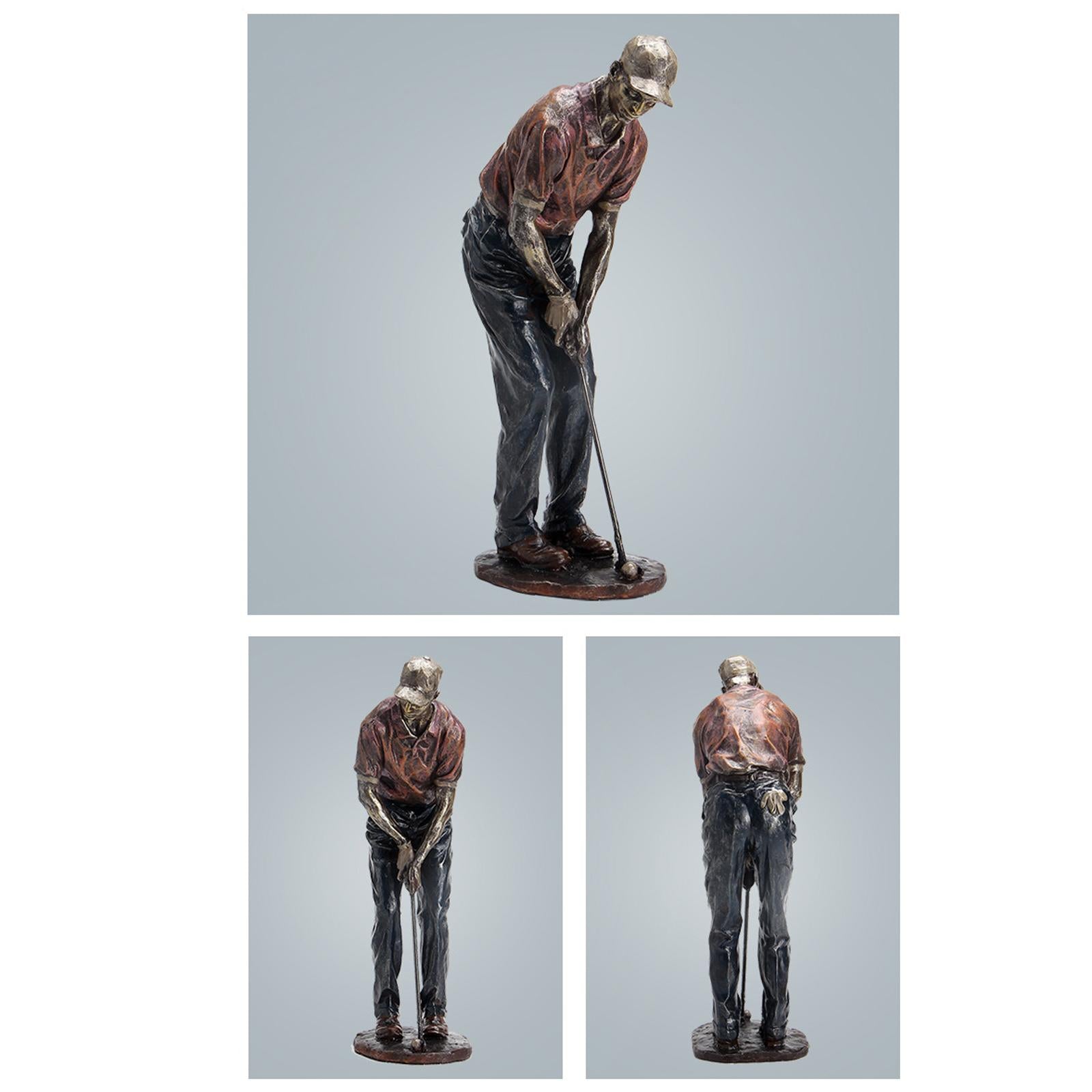 Resin Man Golfer Statue Arts Golf Figurines Office Bookcase Decoration Gift D