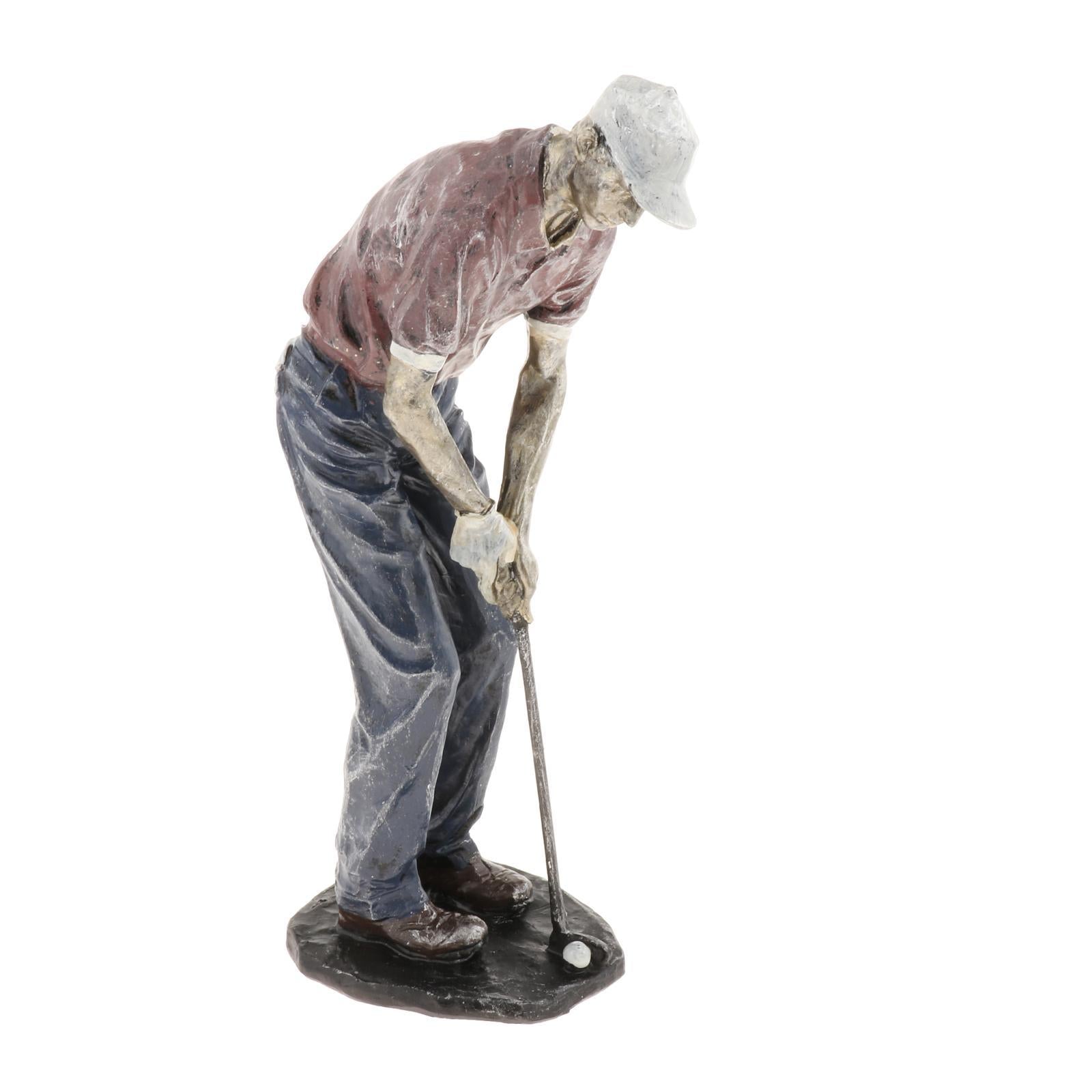 Resin Man Golfer Statue Arts Golf Figurines Office Bookcase Decoration Gift D