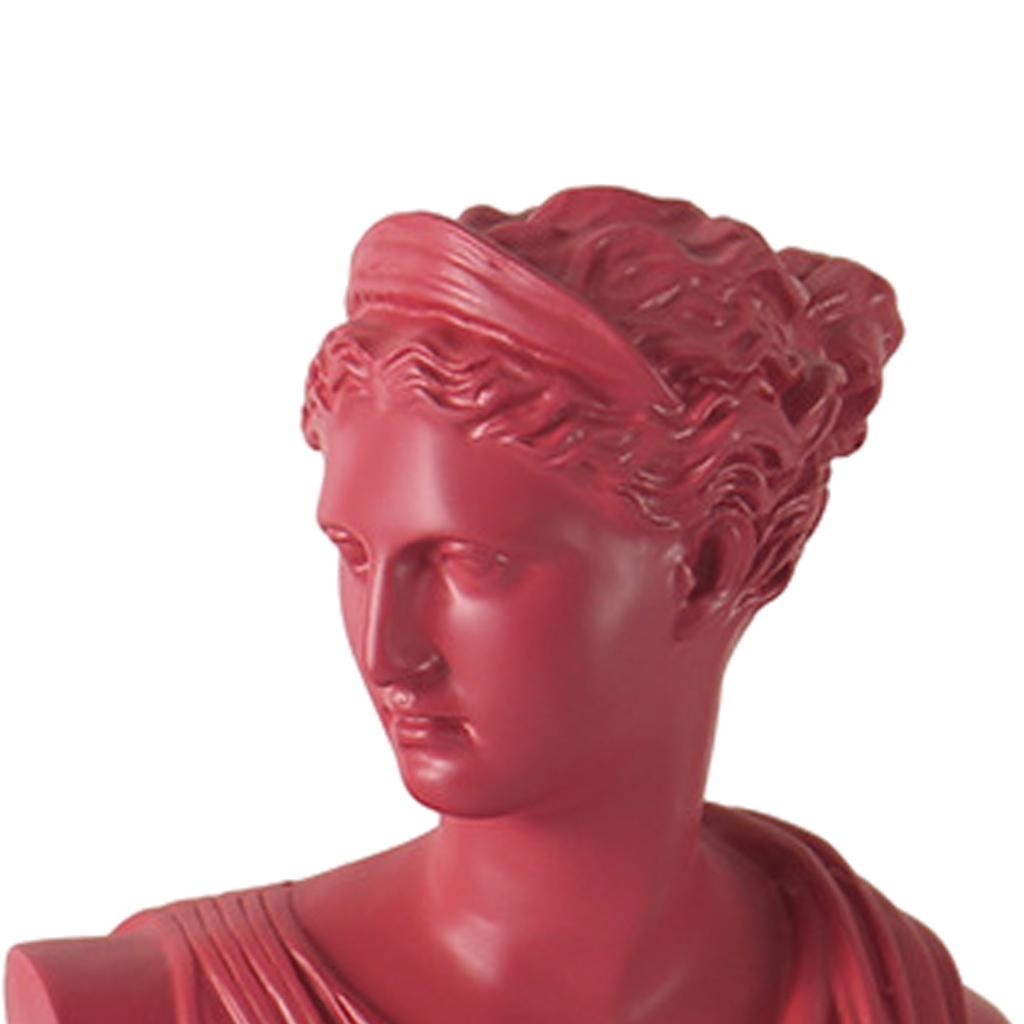 Diana Head Statue Bust Resin Greek Mythology Nordic Art Decor Sculpture Rose Red