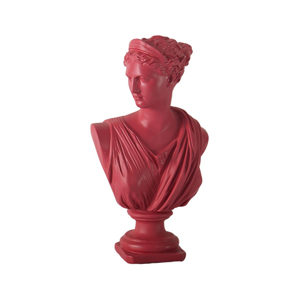 Diana Head Statue Bust Resin Greek Mythology Nordic Art Decor Sculpture Rose Red