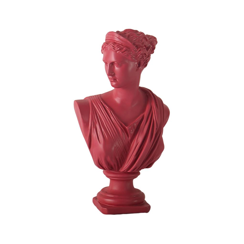 Diana Head Statue Bust Resin Greek Mythology Nordic Art Decor Sculpture Rose Red