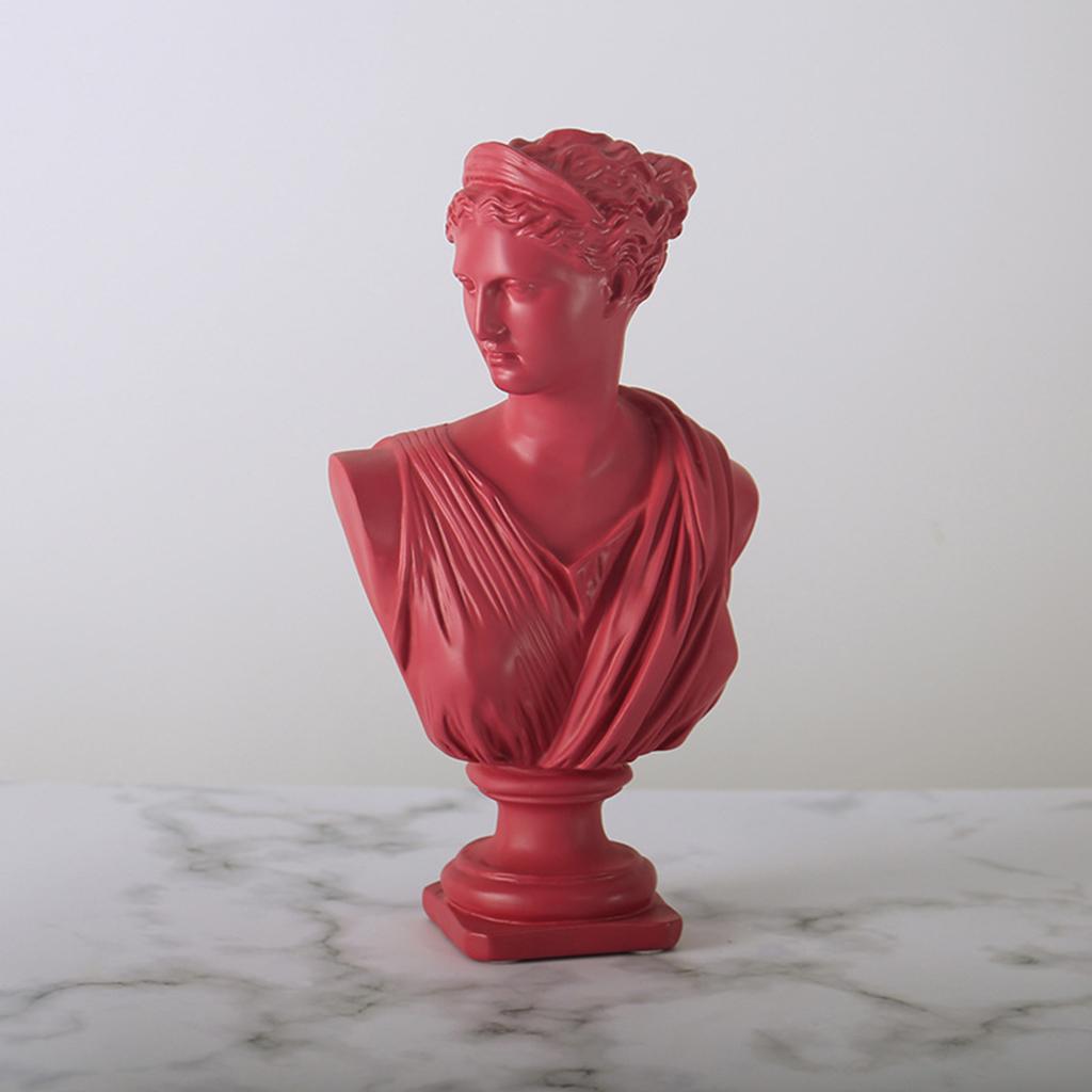 Diana Head Statue Bust Resin Greek Mythology Nordic Art Decor Sculpture Rose Red