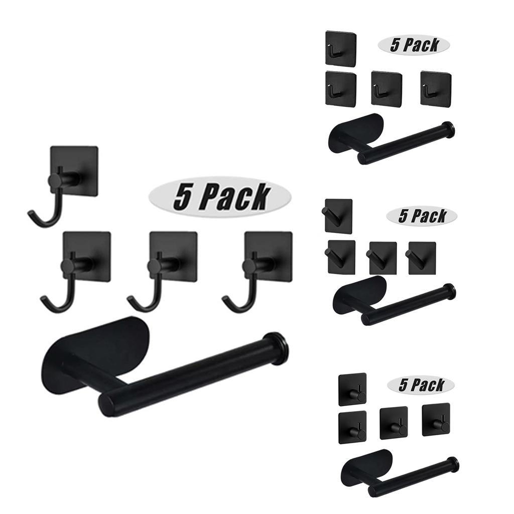 5 Pack Self Adhesive Paper Holder Stainless Steel Towel Hook  Robe Hook