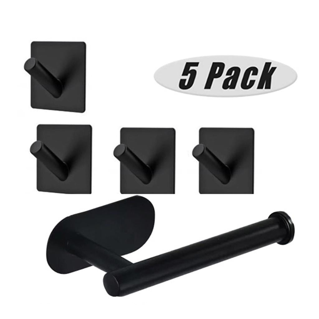 5 Pack Self Adhesive Paper Holder Stainless Steel Towel Hook  Oblique Hook