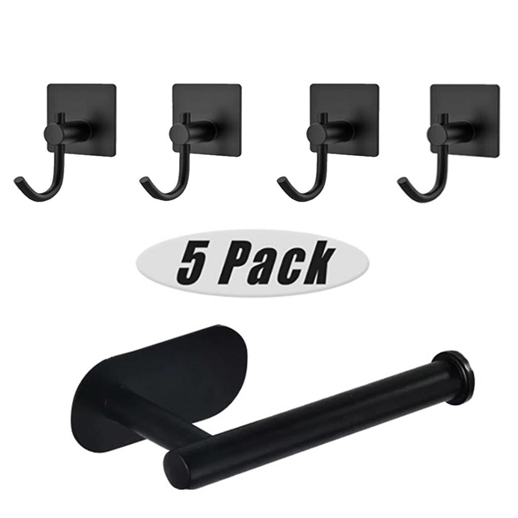 5 Pack Self Adhesive Paper Holder Stainless Steel Towel Hook  J Shape Hook