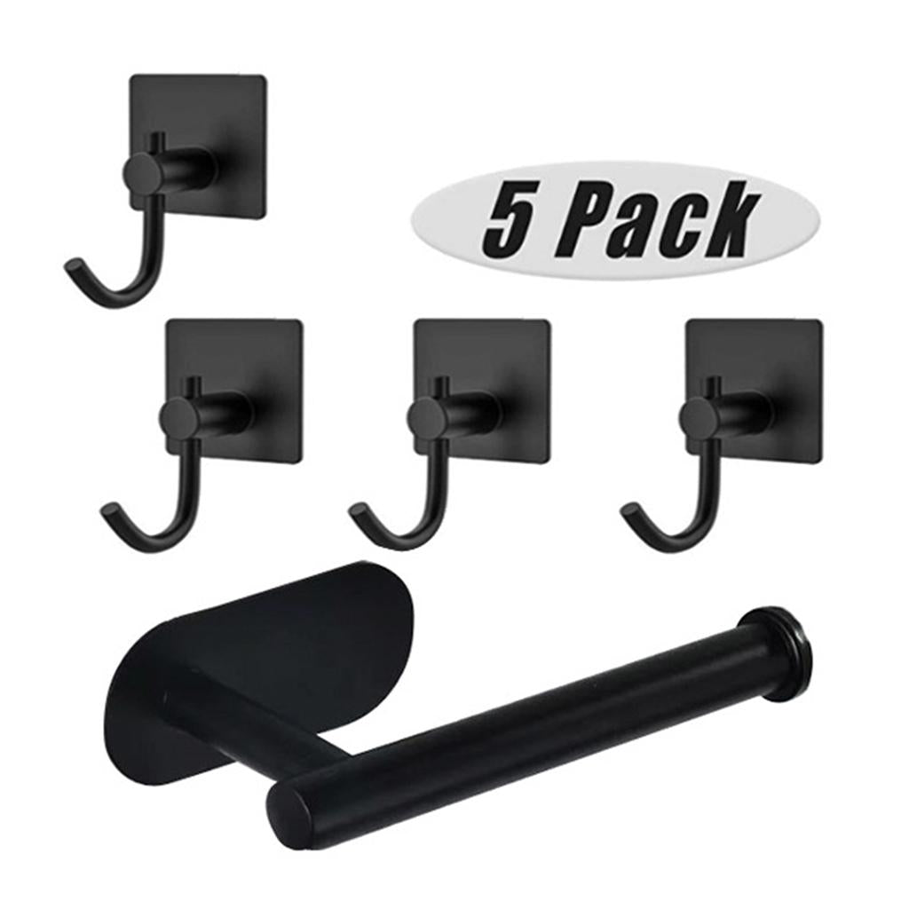 5 Pack Self Adhesive Paper Holder Stainless Steel Towel Hook  J Shape Hook