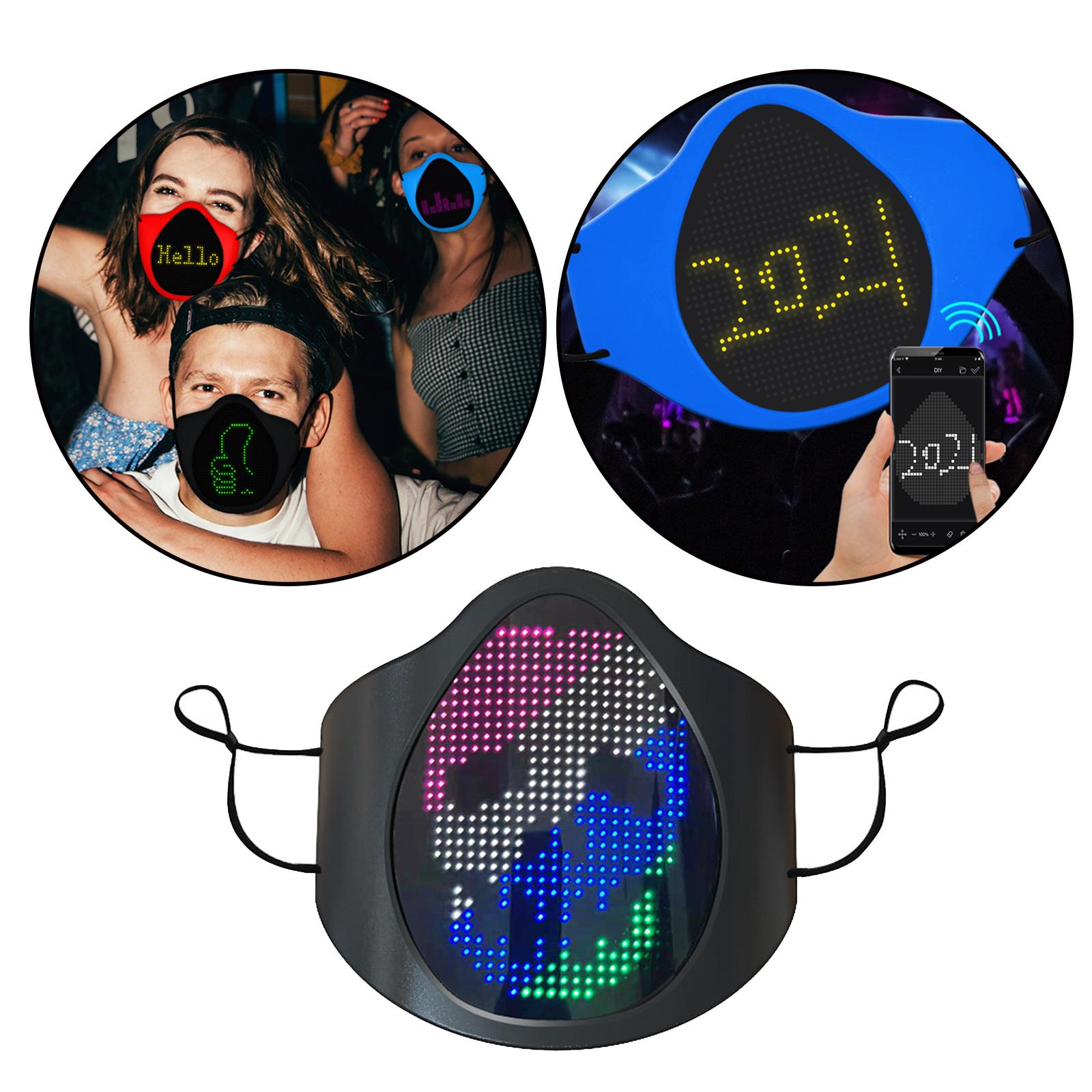 LED Luminous Face Mask USB Rechargeable Festival Party DIY Mask Multicolor