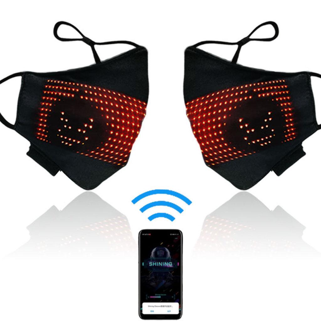 LED Luminous Face Mask USB Rechargeable Party Face Cover APP Control