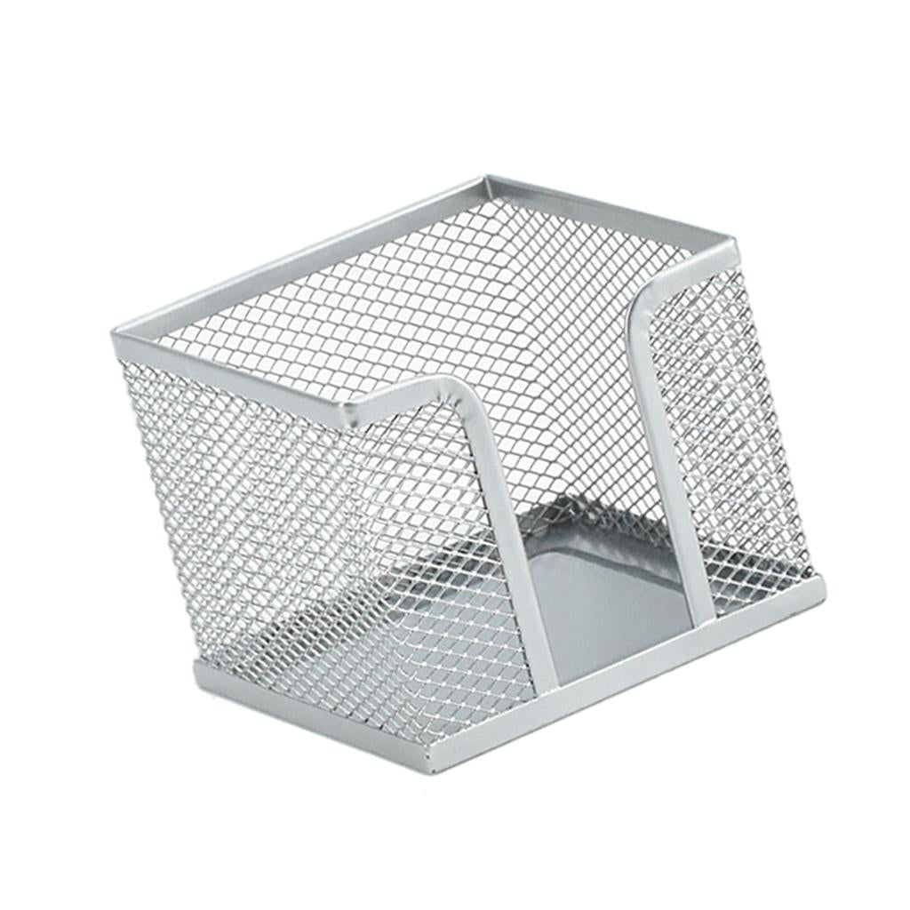 Office Metal Mesh Desk Organizer Pen Holder Sundries Container Home Supplies Square Silver