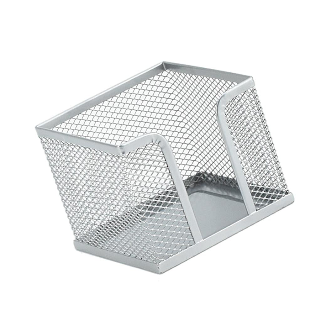 Office Metal Mesh Desk Organizer Pen Holder Sundries Container Home Supplies Square Silver