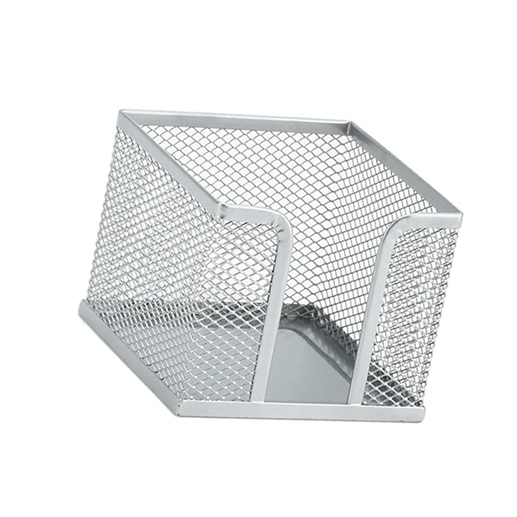 Office Metal Mesh Desk Organizer Pen Holder Sundries Container Home Supplies Square Silver